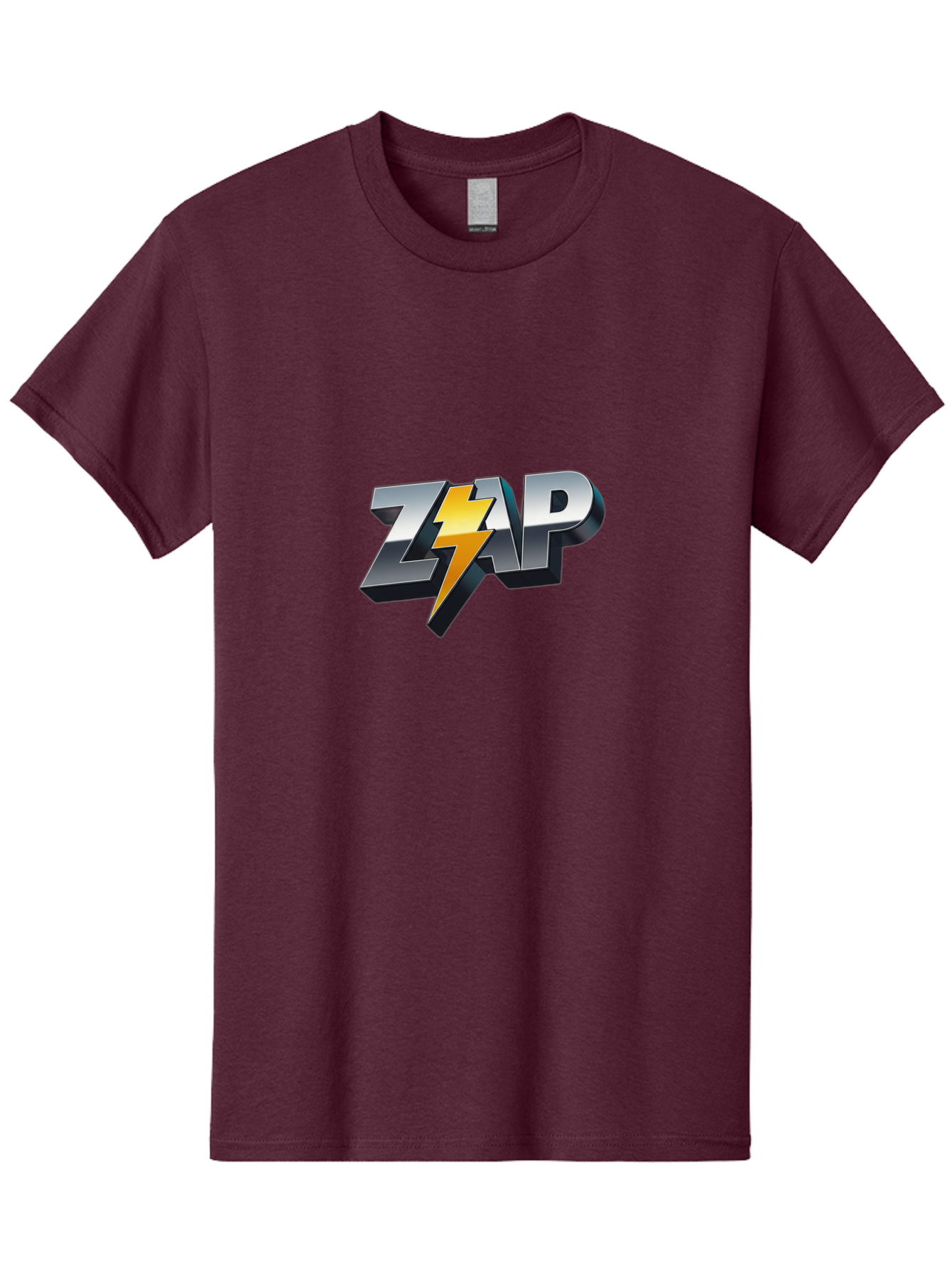 Zap Men'S Graphic Tee, 100% Cotton, Comfortable Casual Summer Wear, Machine Washable, Electrifying Logo, Bold Typography, Dynamic Design, Lightning Bolt, Modern Graphics, Energetic Vibe, Trendy Aesthetics, Silver And Gold Colors, 3D Effect, Bab600 9
