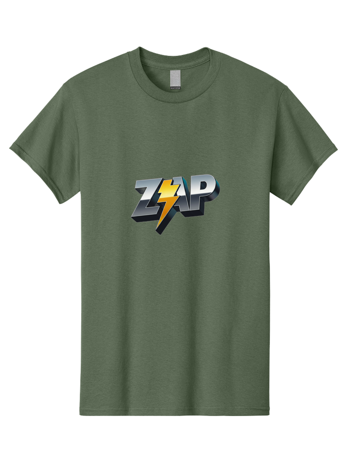 Zap Men'S Graphic Tee, 100% Cotton, Comfortable Casual Summer Wear, Machine Washable, Electrifying Logo, Bold Typography, Dynamic Design, Lightning Bolt, Modern Graphics, Energetic Vibe, Trendy Aesthetics, Silver And Gold Colors, 3D Effect, Bab600 5
