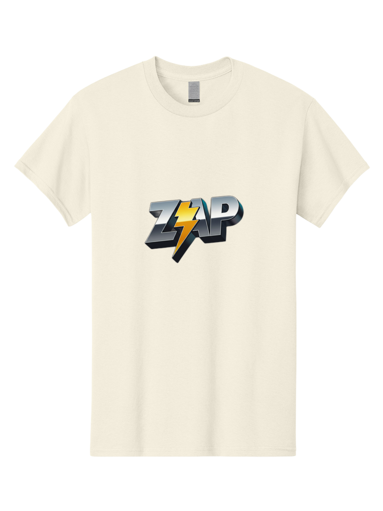 Zap Men'S Graphic Tee, 100% Cotton, Comfortable Casual Summer Wear, Machine Washable, Electrifying Logo, Bold Typography, Dynamic Design, Lightning Bolt, Modern Graphics, Energetic Vibe, Trendy Aesthetics, Silver And Gold Colors, 3D Effect, Bab600 4