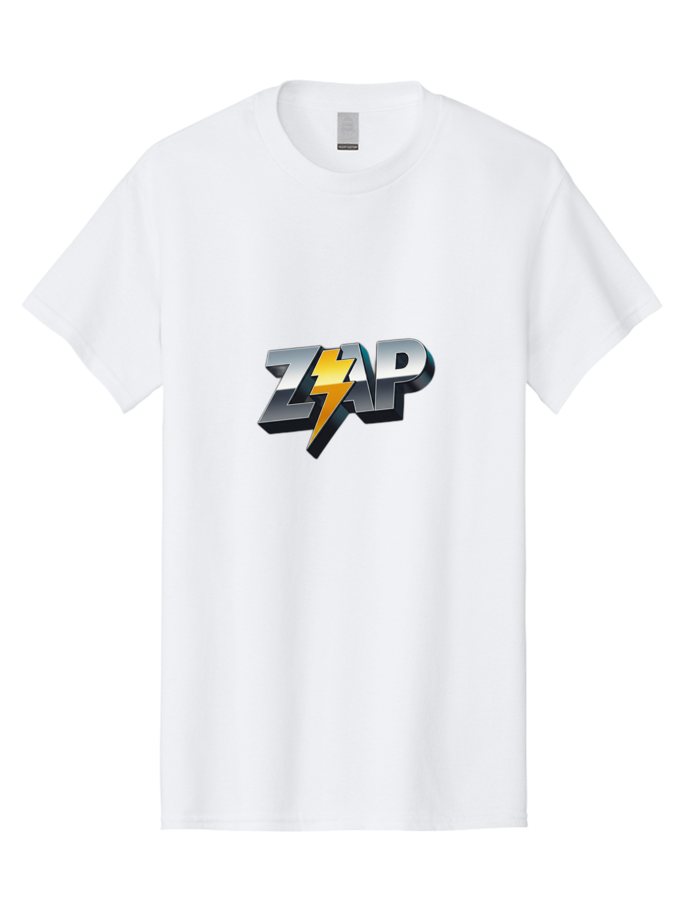 Zap Men'S Graphic Tee, 100% Cotton, Comfortable Casual Summer Wear, Machine Washable, Electrifying Logo, Bold Typography, Dynamic Design, Lightning Bolt, Modern Graphics, Energetic Vibe, Trendy Aesthetics, Silver And Gold Colors, 3D Effect, Bab600 7