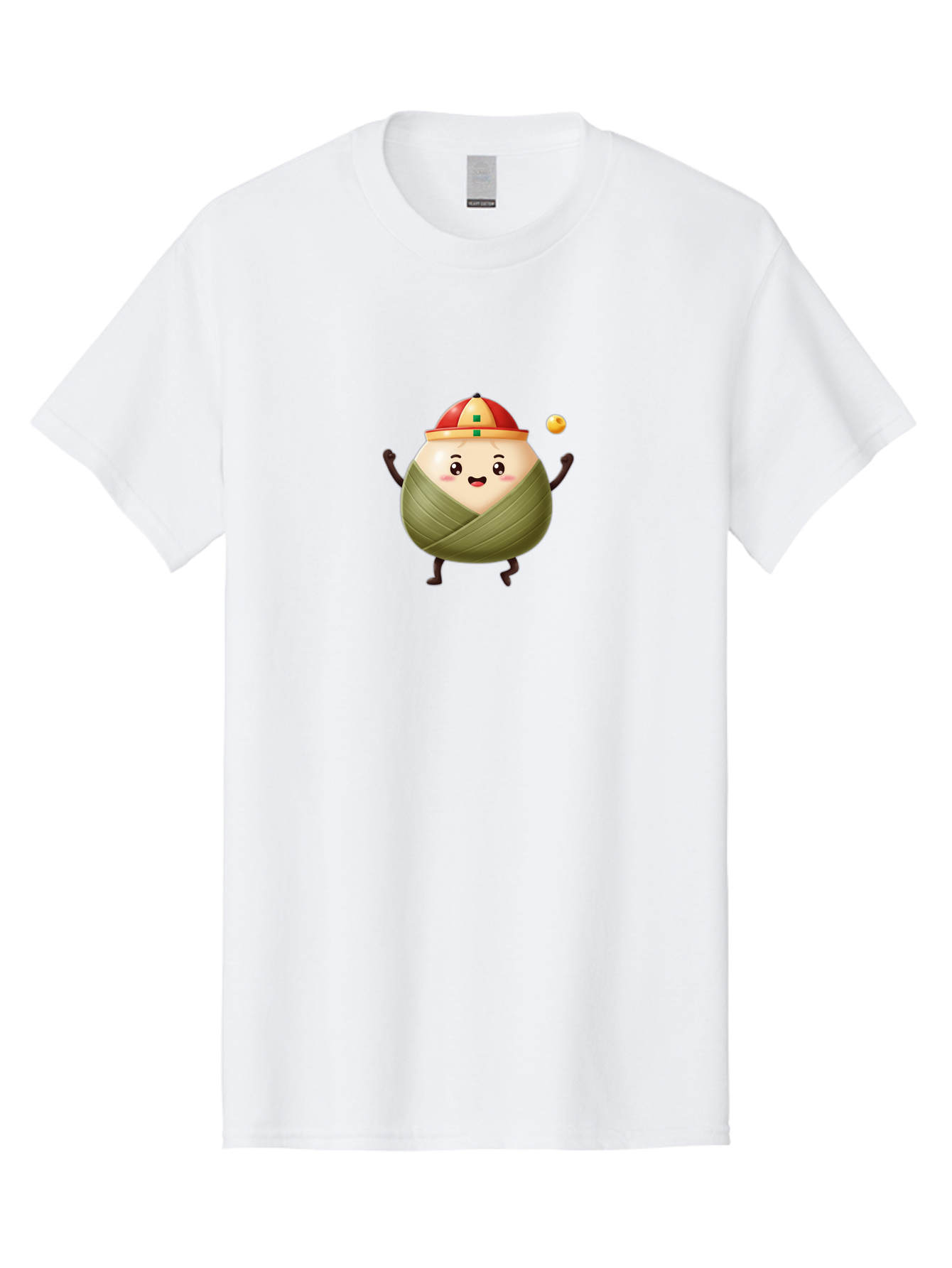 Zongzi-4 Men'S Graphic Tee, 100% Cotton, Comfortable Casual Summer Wear, Machine Washable, Zongzi Character, Dumpling Mascot, Chinese Food, Wrapped Dumpling, Cartoon Character, Playing Ball, Fun Design, Festive Atmosphere, Cultural Icon, Bab605 14