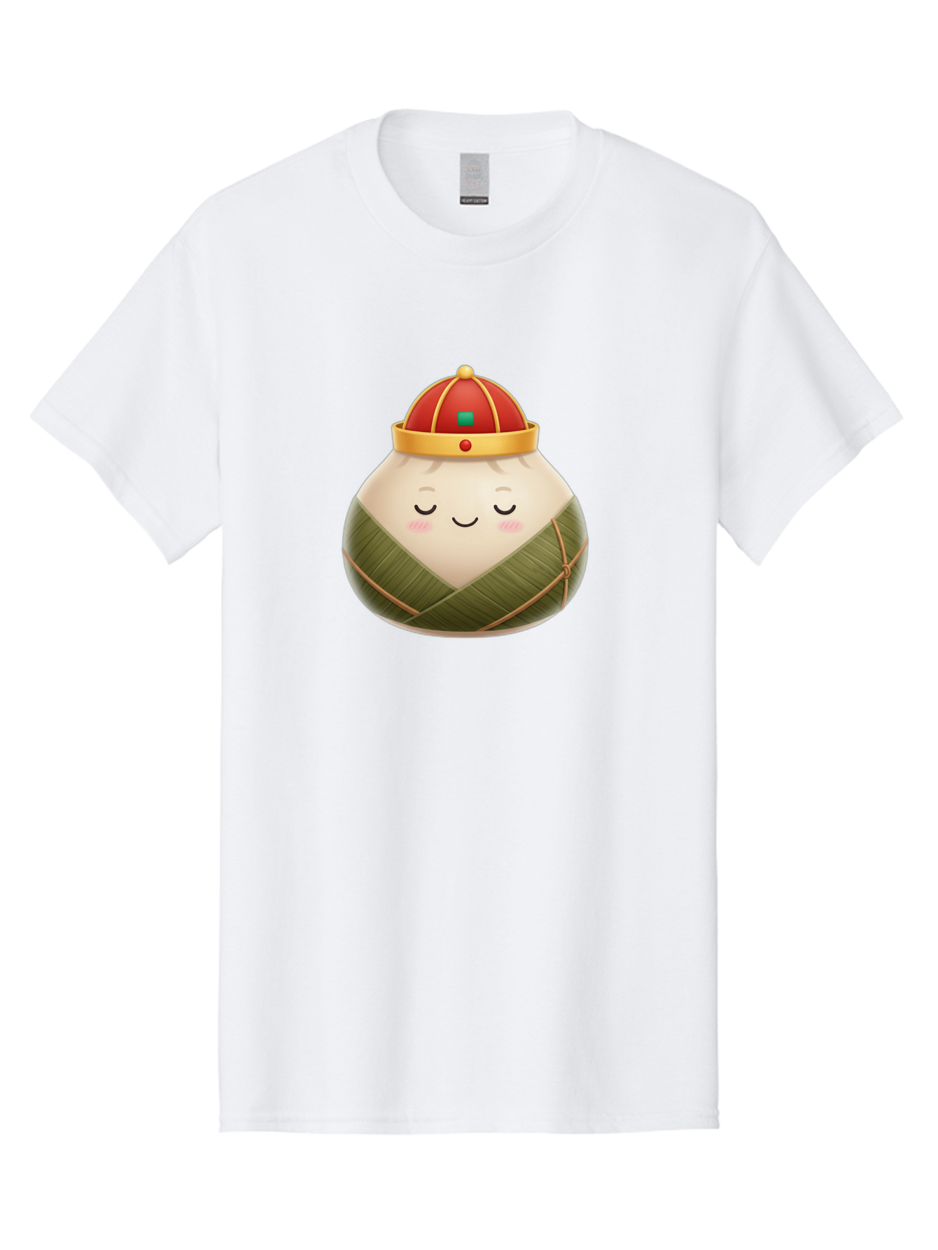 Zongzi-Dumpling-1 Men'S Graphic Tee, 100% Cotton, Comfortable Casual Summer Wear, Machine Washable, Traditional Chinese Food, Rice Dumpling, Wrapped In Bamboo Leaves, Festive Food, Cartoon Character, Smiling Face, Sleeping Expression, Bab607 11