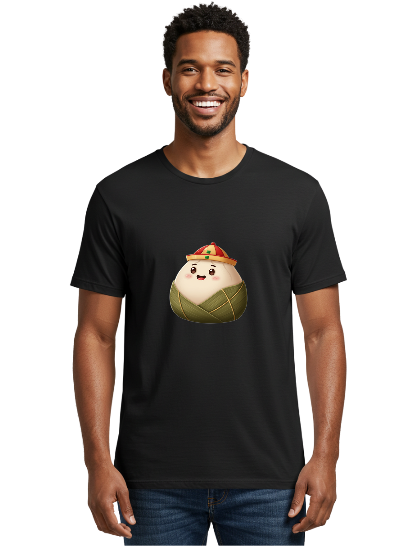 Zongzi-Dumpling Men'S Graphic Tee, 100% Cotton, Comfortable Casual Summer Wear, Machine Washable, Cartoon Dumpling, Kawaii Food, Chinese Cuisine, Zongzi, Traditional Dish, Festive Food, Glutinous Rice Dumpling, Asian Culture, Happy Face, Bab608 27