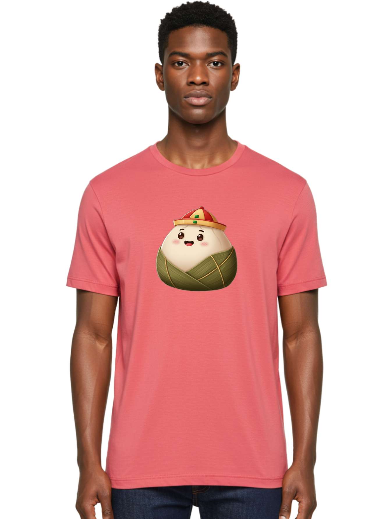 Zongzi-Dumpling Men'S Graphic Tee, 100% Cotton, Comfortable Casual Summer Wear, Machine Washable, Cartoon Dumpling, Kawaii Food, Chinese Cuisine, Zongzi, Traditional Dish, Festive Food, Glutinous Rice Dumpling, Asian Culture, Happy Face, Bab608 18