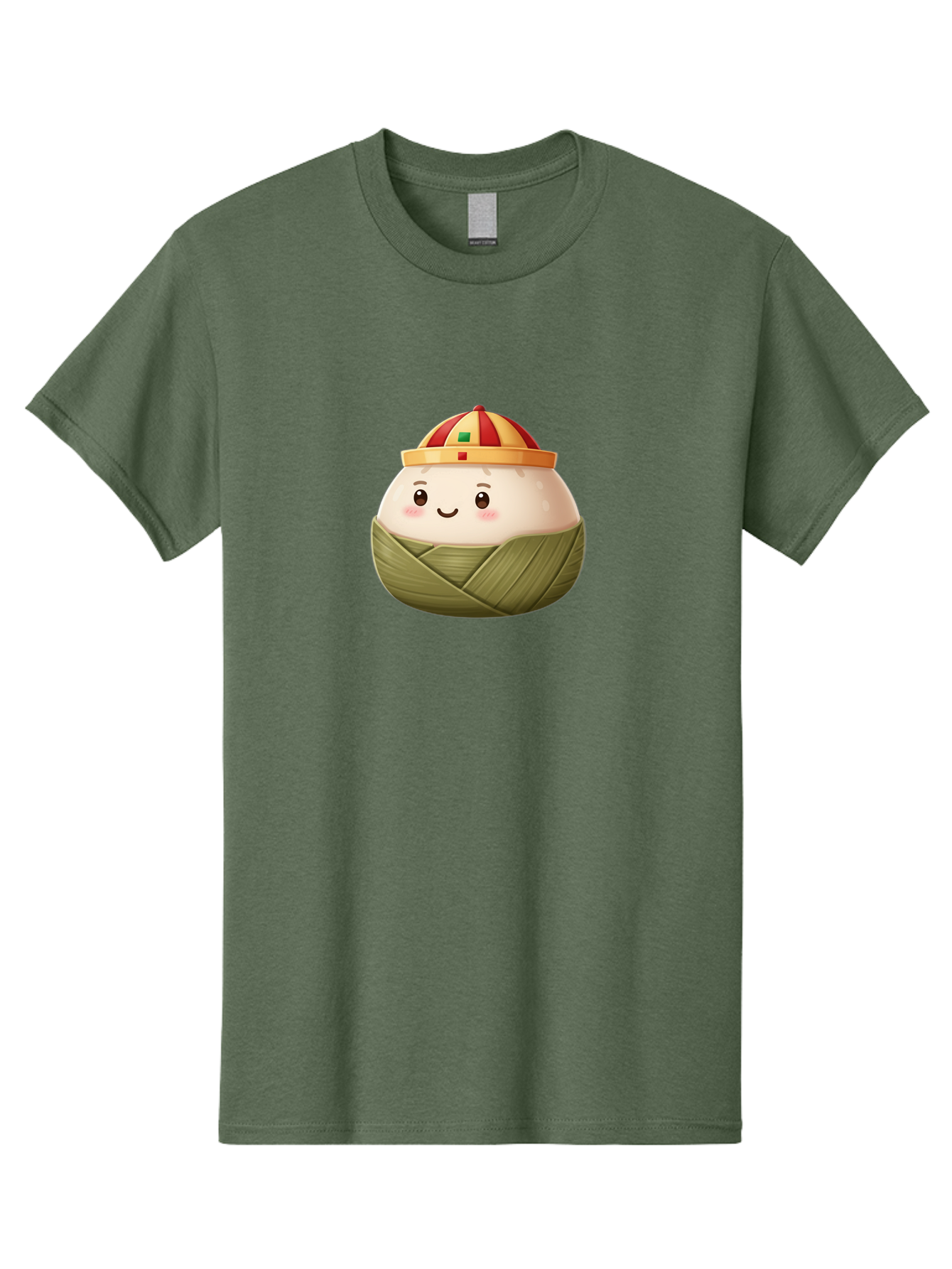 Zongzi Men'S Graphic Tee, 100% Cotton, Comfortable Casual Summer Wear, Machine Washable, Cartoon Dumpling, Chinese Cuisine, Wrapped In Leaves, Smiling Face, Festive Hat, Traditional Food, Cultural Heritage, Asian Delicacy, Cute Character Bab609 4