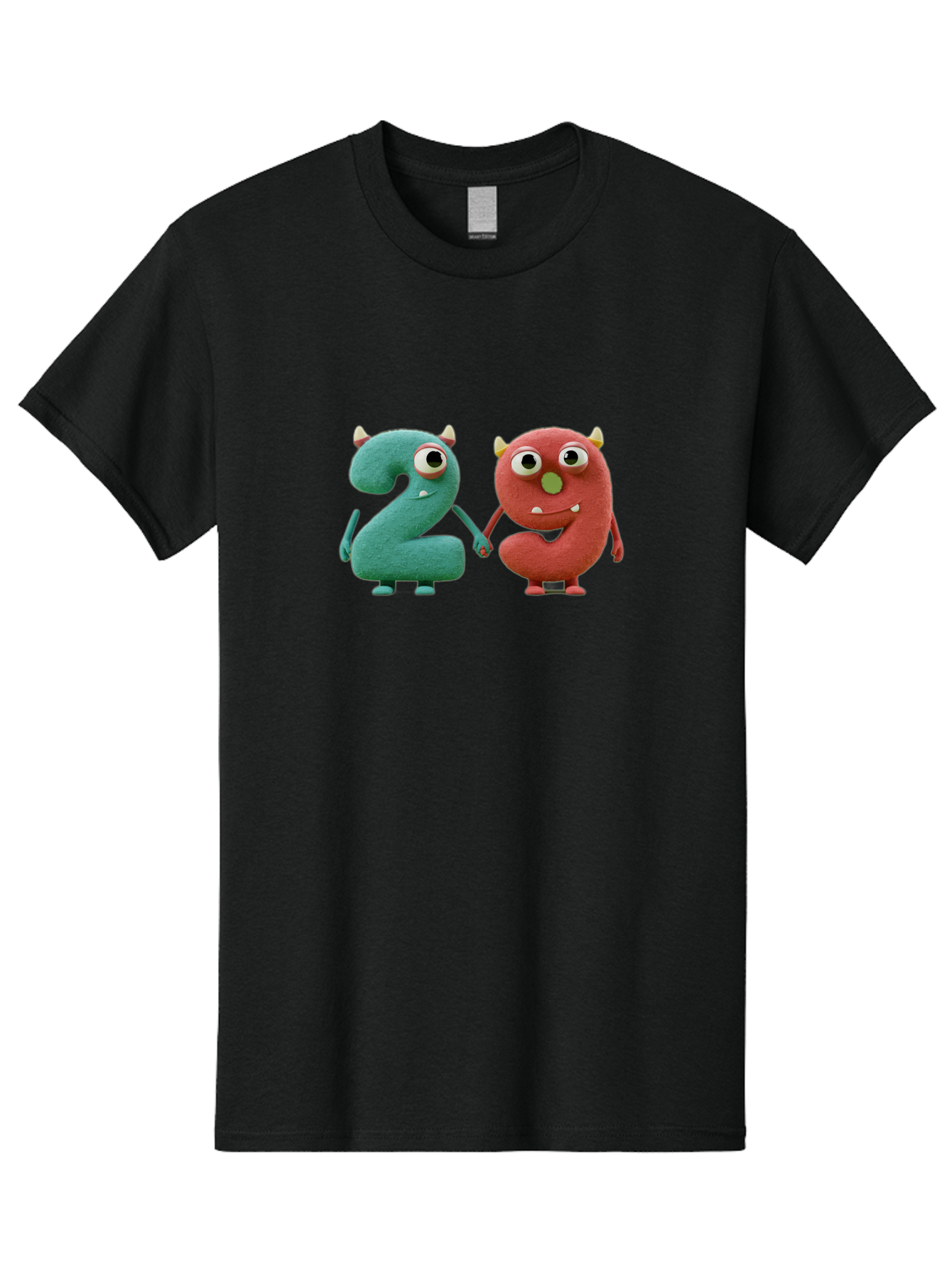 2-Monsters Men'S Graphic Tee, 100% Cotton, Comfortable Casual Summer Wear, Machine Washable, Monster Numbers, Cute Creatures, Colorful Characters, Playful Design, Funny Eyes, Holding Hands, Learning Numbers, Kid'S Education, Cartoon Style, Bab610 7