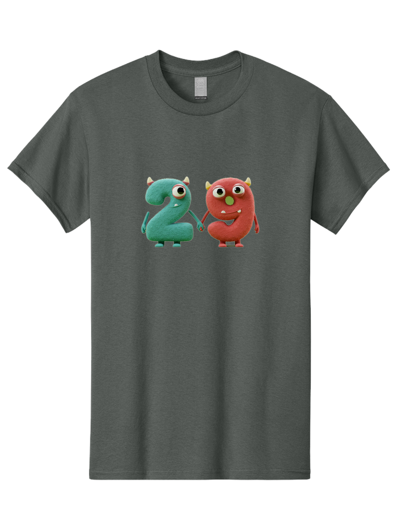 2-Monsters Men'S Graphic Tee, 100% Cotton, Comfortable Casual Summer Wear, Machine Washable, Monster Numbers, Cute Creatures, Colorful Characters, Playful Design, Funny Eyes, Holding Hands, Learning Numbers, Kid'S Education, Cartoon Style, Bab610 6