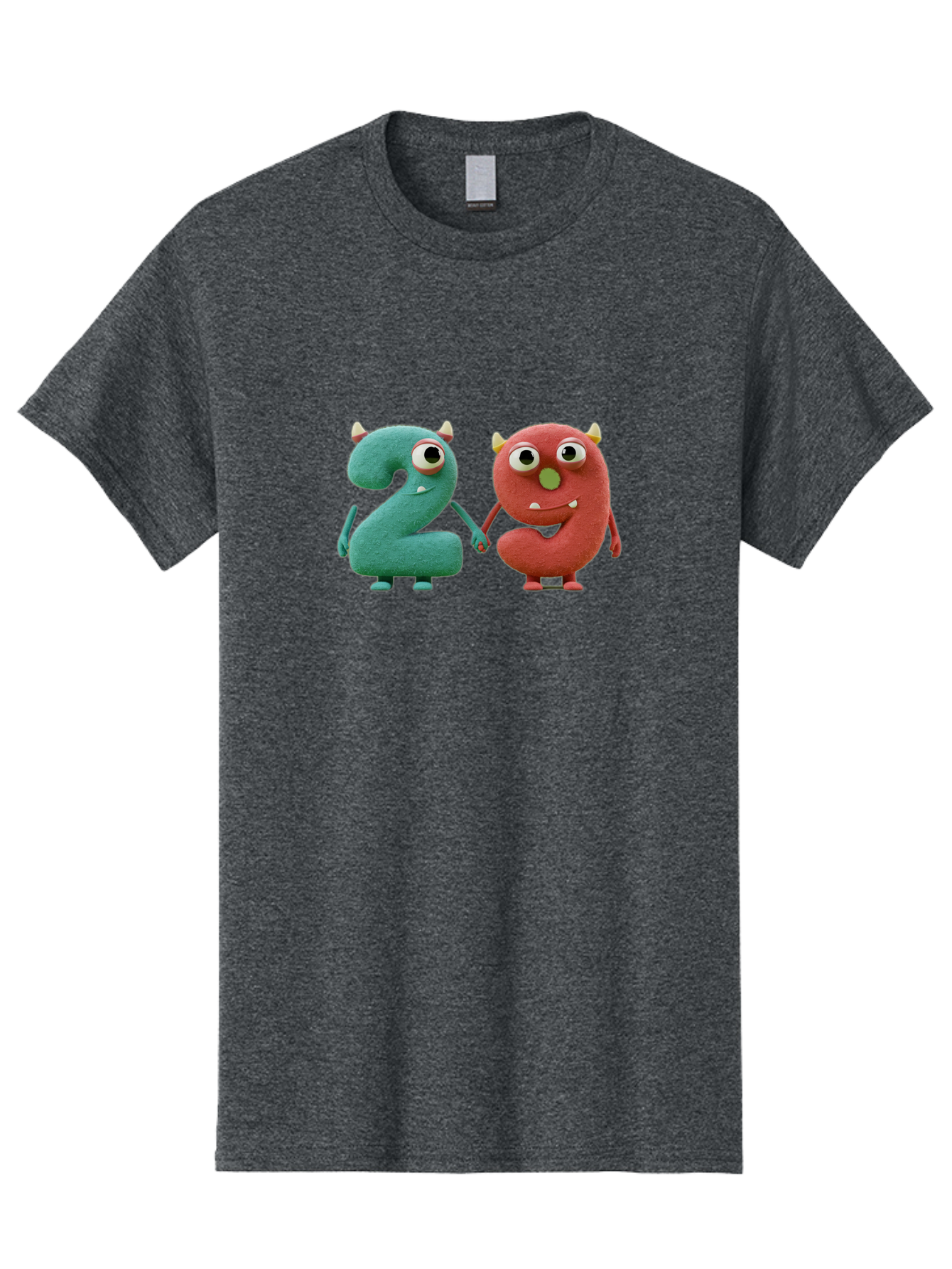 2-Monsters Men'S Graphic Tee, 100% Cotton, Comfortable Casual Summer Wear, Machine Washable, Monster Numbers, Cute Creatures, Colorful Characters, Playful Design, Funny Eyes, Holding Hands, Learning Numbers, Kid'S Education, Cartoon Style, Bab610 14