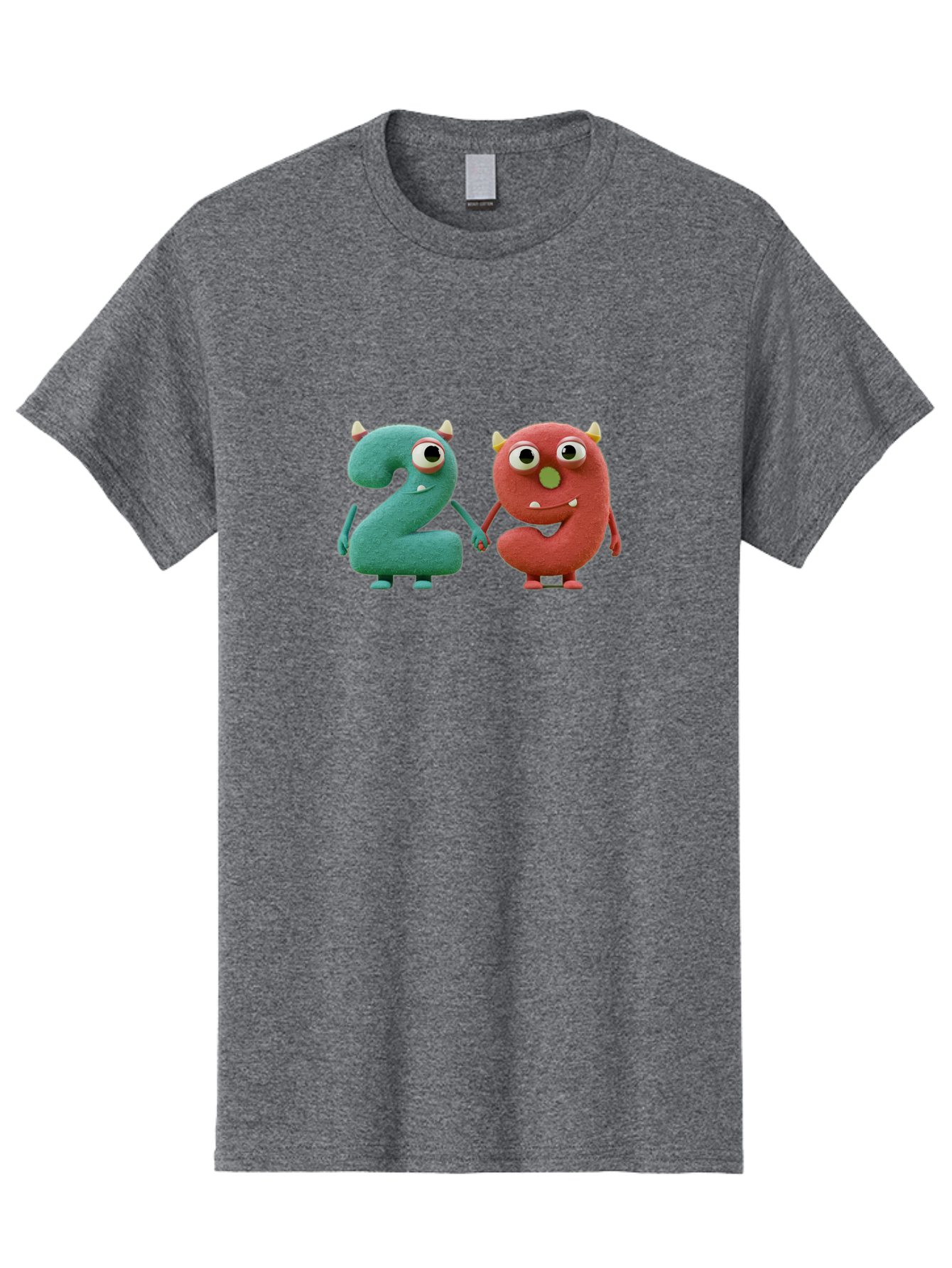 2-Monsters Men'S Graphic Tee, 100% Cotton, Comfortable Casual Summer Wear, Machine Washable, Monster Numbers, Cute Creatures, Colorful Characters, Playful Design, Funny Eyes, Holding Hands, Learning Numbers, Kid'S Education, Cartoon Style, Bab610 5