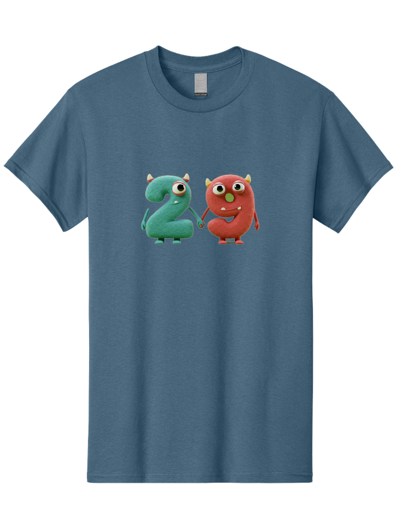 2-Monsters Men'S Graphic Tee, 100% Cotton, Comfortable Casual Summer Wear, Machine Washable, Monster Numbers, Cute Creatures, Colorful Characters, Playful Design, Funny Eyes, Holding Hands, Learning Numbers, Kid'S Education, Cartoon Style, Bab610 13