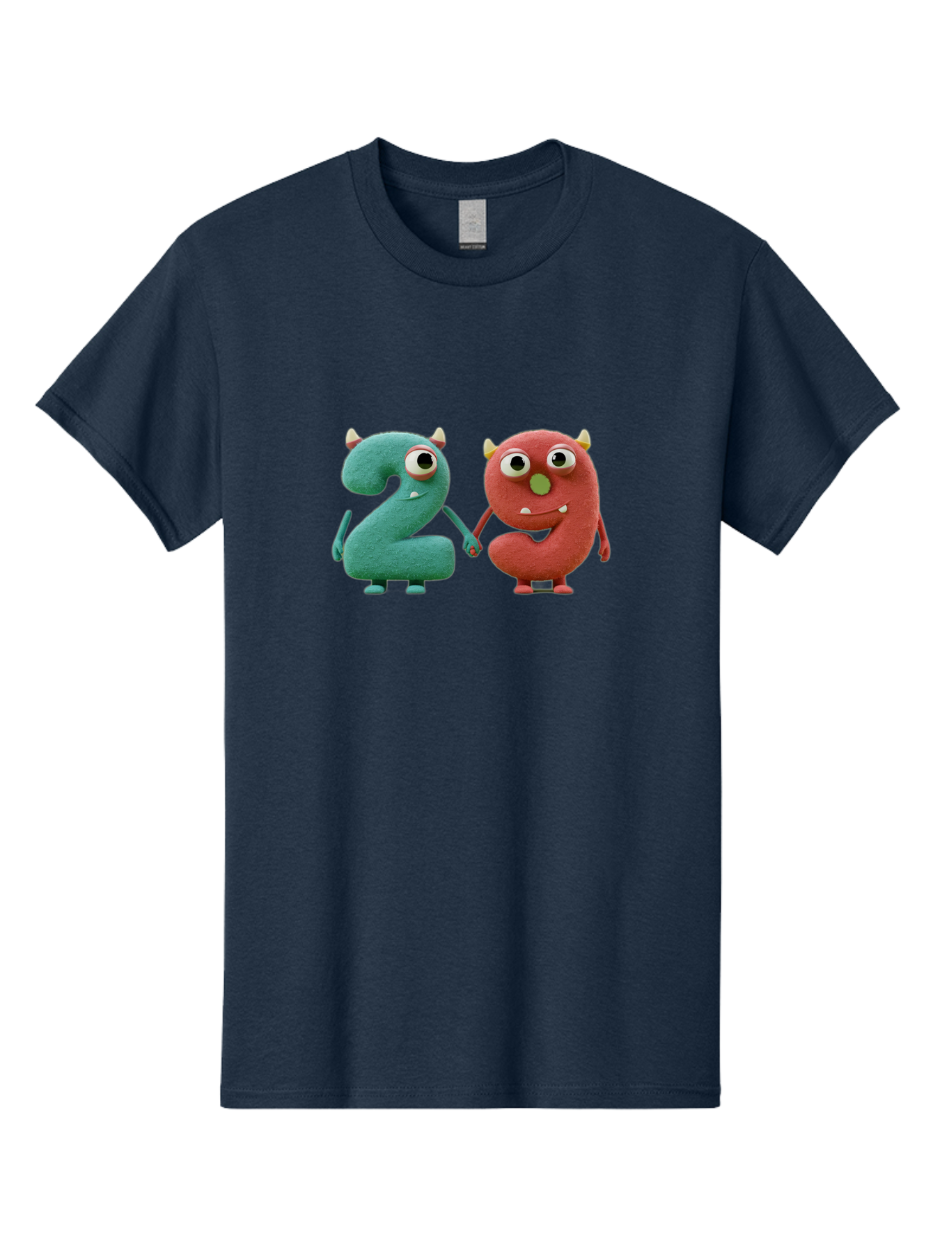 2-Monsters Men'S Graphic Tee, 100% Cotton, Comfortable Casual Summer Wear, Machine Washable, Monster Numbers, Cute Creatures, Colorful Characters, Playful Design, Funny Eyes, Holding Hands, Learning Numbers, Kid'S Education, Cartoon Style, Bab610 8