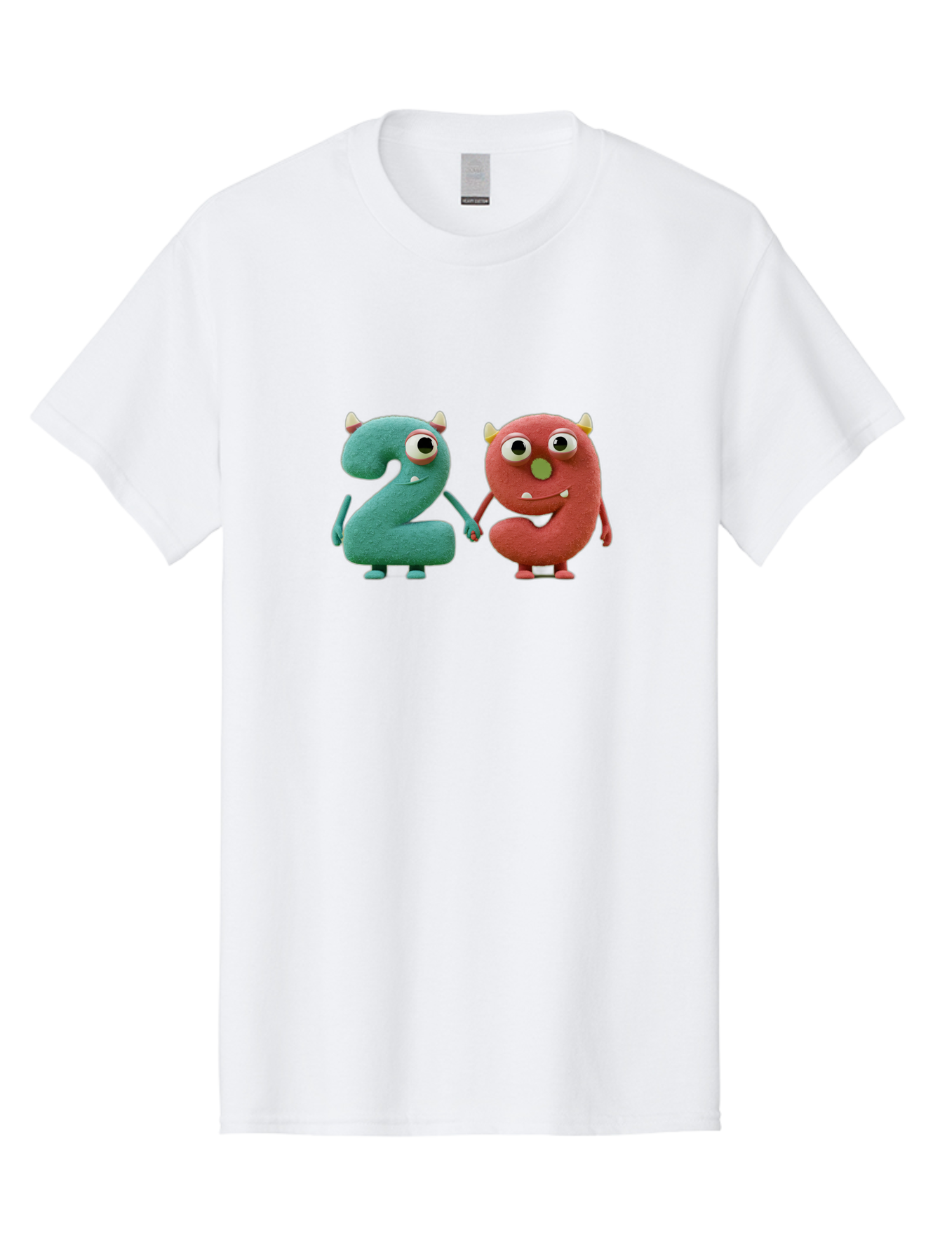 2-Monsters Men'S Graphic Tee, 100% Cotton, Comfortable Casual Summer Wear, Machine Washable, Monster Numbers, Cute Creatures, Colorful Characters, Playful Design, Funny Eyes, Holding Hands, Learning Numbers, Kid'S Education, Cartoon Style, Bab610 12