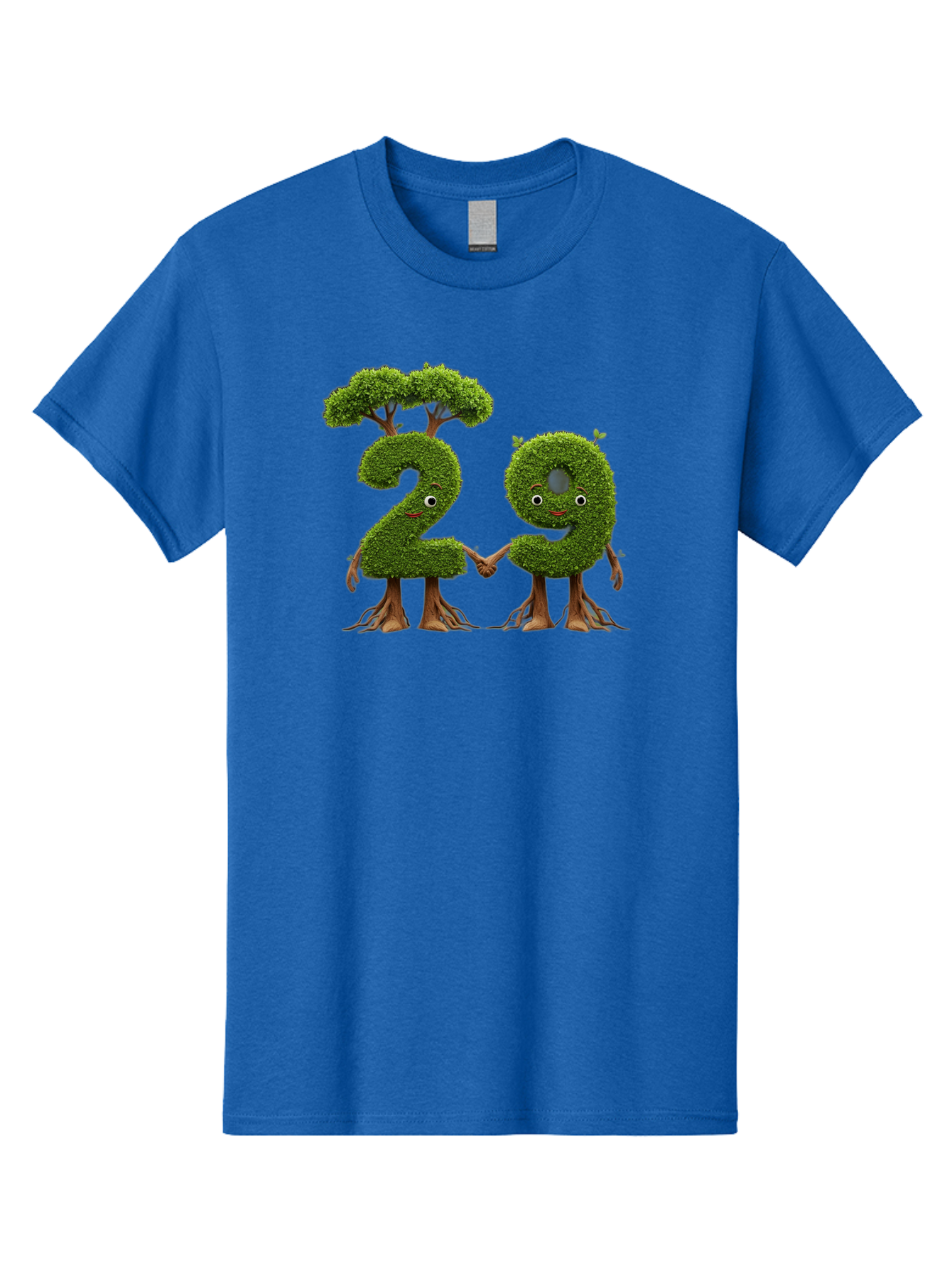 20 Men'S Graphic Tee, 100% Cotton, Comfortable Casual Summer Wear, Machine Washable, Topiary Numbers, Hand In Hand, Numbers 2 And 4, Foliage Characters, Leafy Figures, Green Numbers, Happy Faces, Whimsical Design, Nature-Inspired Art, Bab612 11