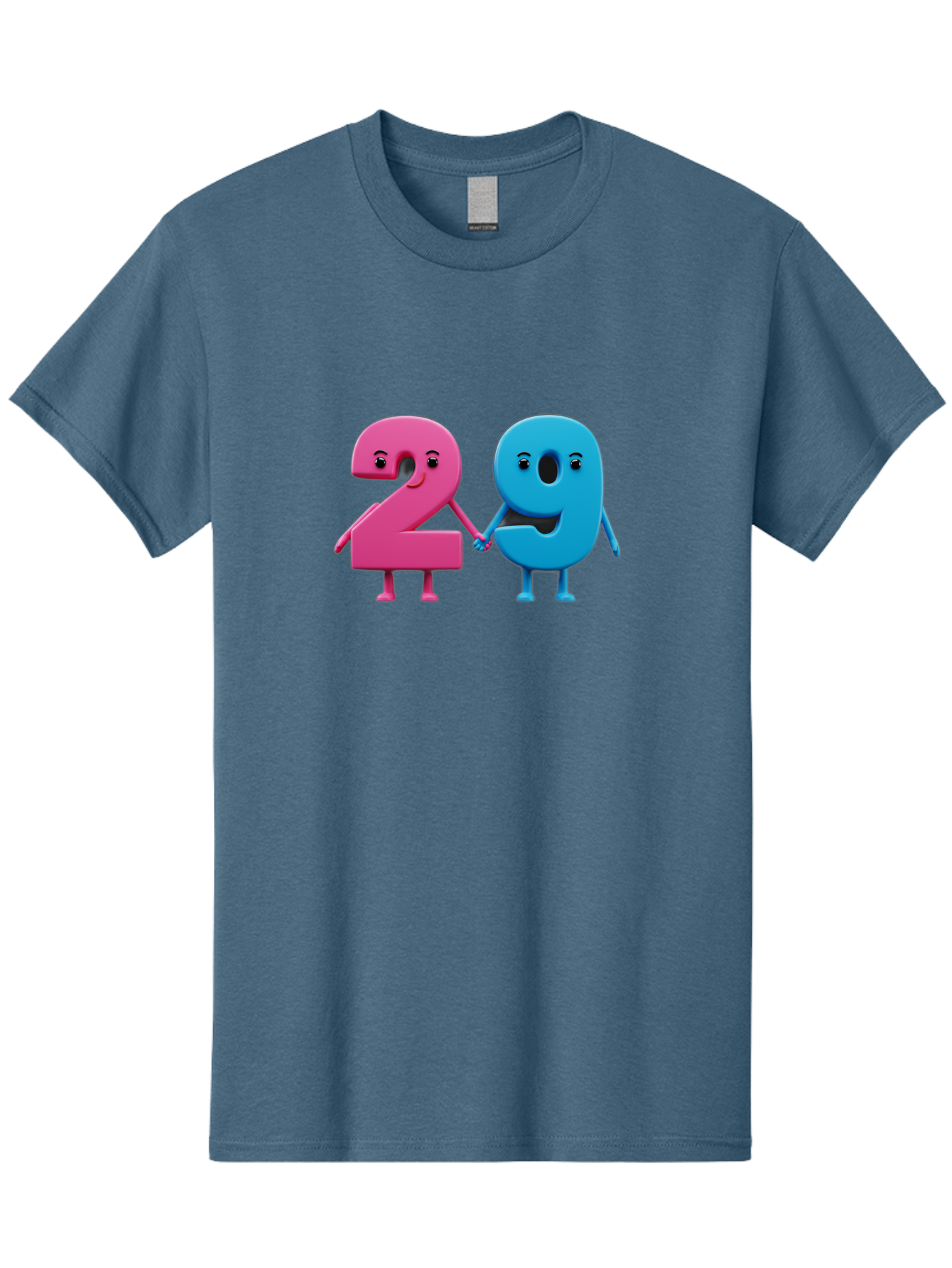 21 Men'S Graphic Tee, 100% Cotton, Comfortable Casual Summer Wear, Machine Washable, Cartoon Numbers 2 And 1, Pink And Blue Characters, Holding Hands, Smiling Faces, Friendly, Cute, Animated, Numbers With Personality, Digital Illustration, Bab613 1