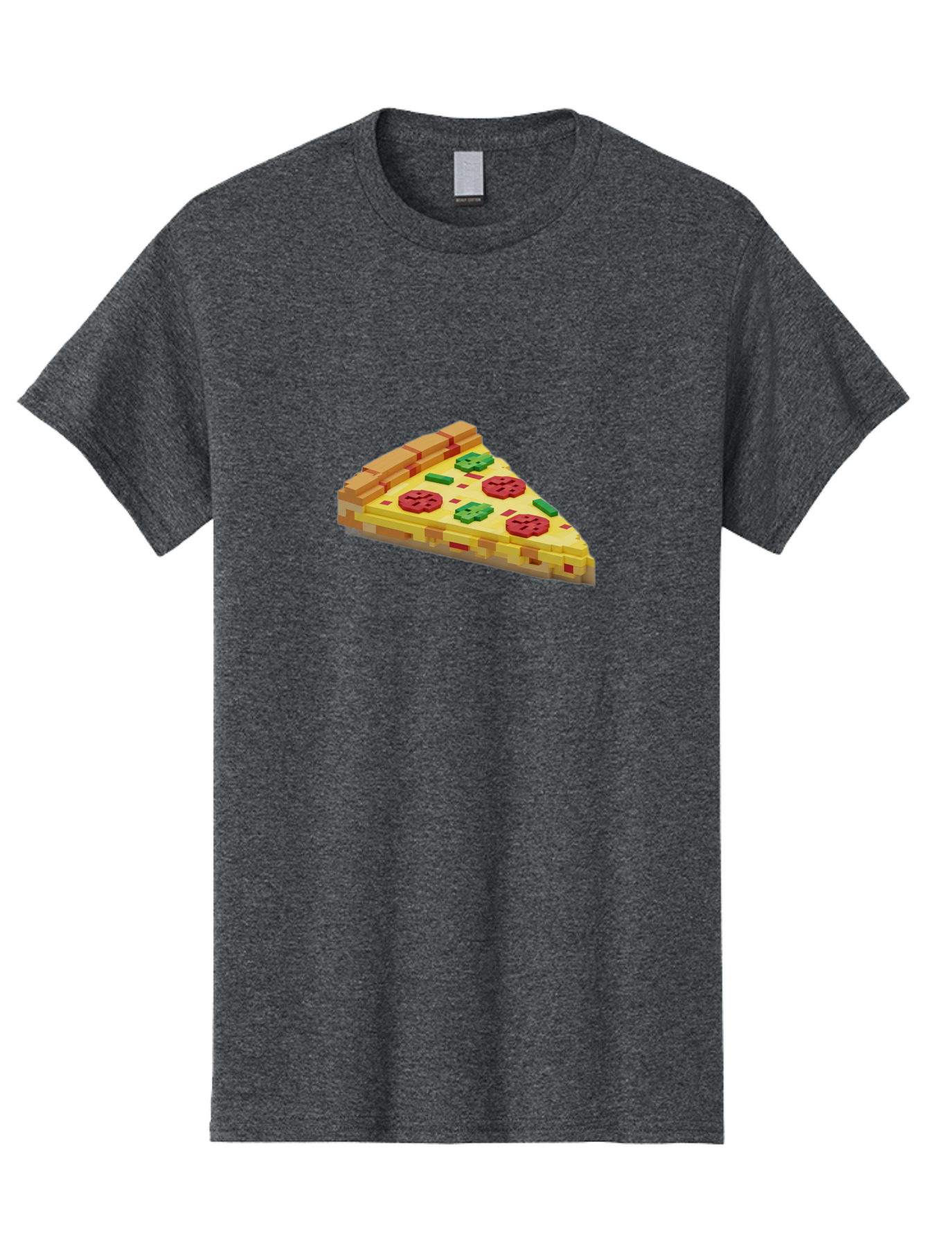 3D-Pizza-Slice Men'S Graphic Tee, 100% Cotton, Comfortable Casual Summer Wear, Machine Washable, Pixel Art, Pizza Slice, 3D Graphics, Pepperoni Pizza, Green Peppers, Yellow Crust, Red Toppings, Digital Illustration, Blocky Texture, Bab615 13