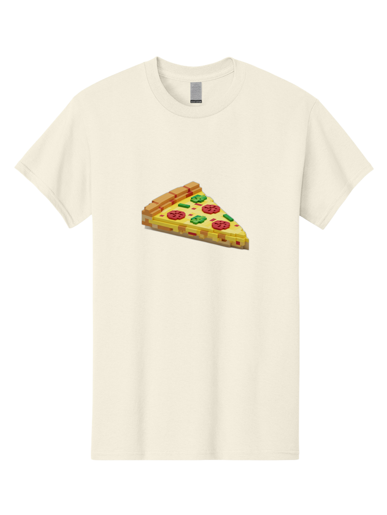 3D-Pizza-Slice Men'S Graphic Tee, 100% Cotton, Comfortable Casual Summer Wear, Machine Washable, Pixel Art, Pizza Slice, 3D Graphics, Pepperoni Pizza, Green Peppers, Yellow Crust, Red Toppings, Digital Illustration, Blocky Texture, Bab615 12
