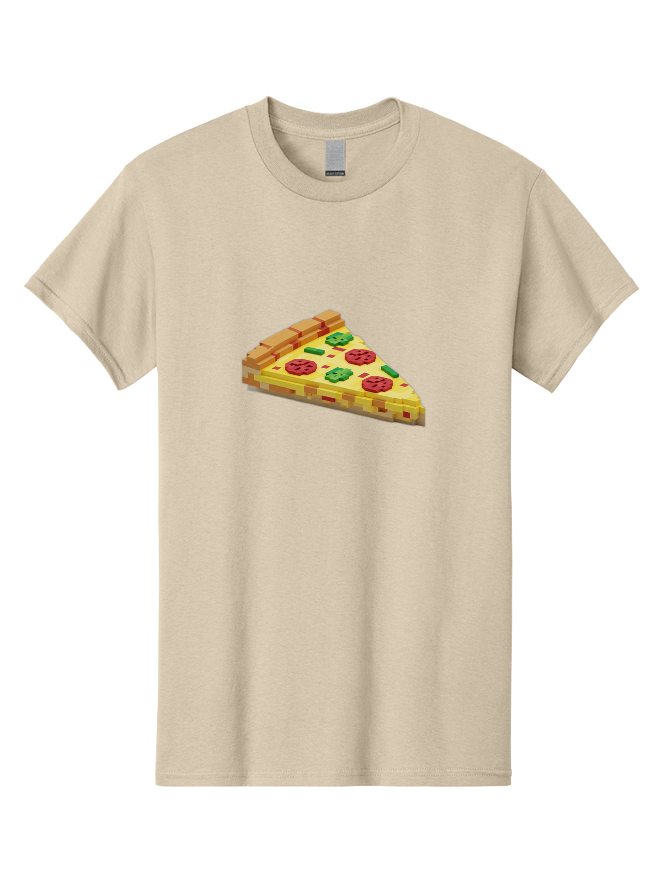 3D-Pizza-Slice Men'S Graphic Tee, 100% Cotton, Comfortable Casual Summer Wear, Machine Washable, Pixel Art, Pizza Slice, 3D Graphics, Pepperoni Pizza, Green Peppers, Yellow Crust, Red Toppings, Digital Illustration, Blocky Texture, Bab615 14