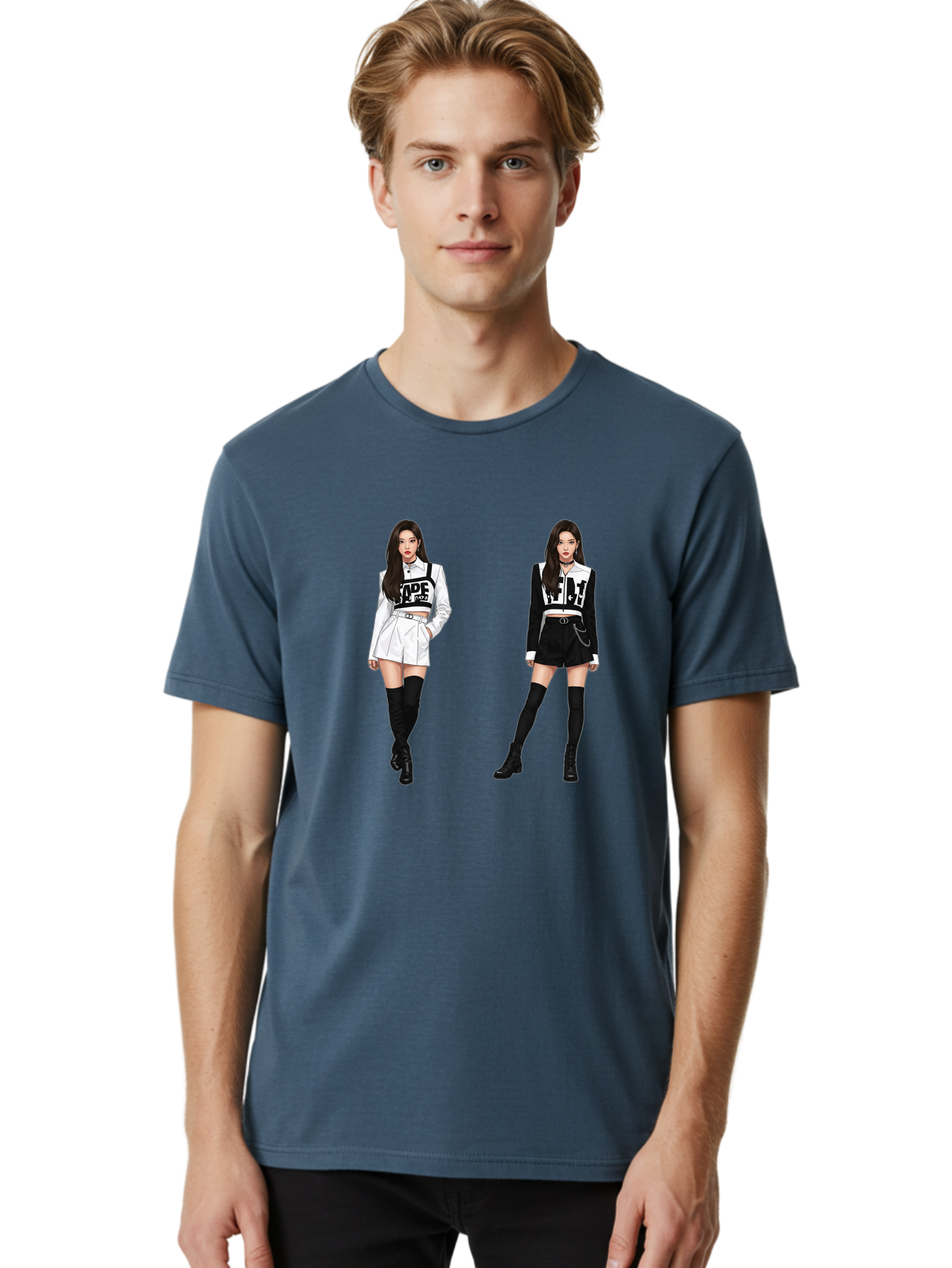 Aape-By-Baperama Men'S Graphic Tee, 100% Cotton, Comfortable Casual Summer Wear, Machine Washable, Fashion Illustration, Aape Clothing, Streetwear Style, Edgy Look, Bold Graphics, Monochrome Aesthetic, High-Contrast Visuals, Long Boots Bab616 17