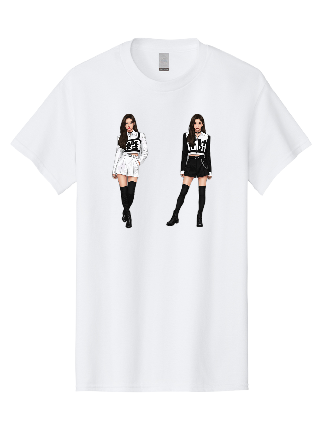 Aape-By-Baperama Men'S Graphic Tee, 100% Cotton, Comfortable Casual Summer Wear, Machine Washable, Fashion Illustration, Aape Clothing, Streetwear Style, Edgy Look, Bold Graphics, Monochrome Aesthetic, High-Contrast Visuals, Long Boots Bab616 1