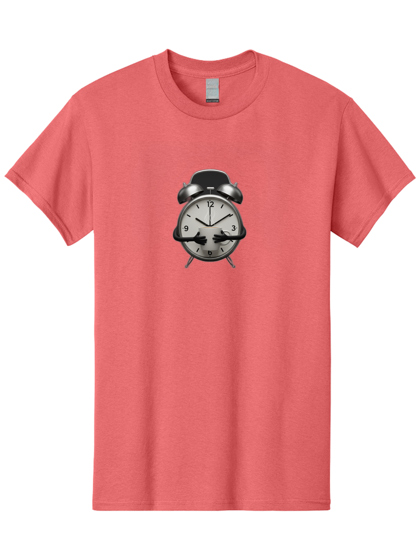 Alarm-Clock Men'S Graphic Tee, 100% Cotton, Comfortable Casual Summer Wear, Machine Washable, Alarm Clock With Hands At 11:30, Retro Style, Classic Design, Simple Analog Clock, Time Keeping, Morning Wake-Up, Black And White Clock Face, Bab618 4