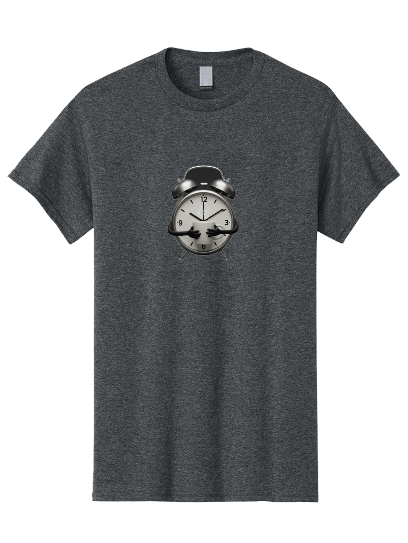 Alarm-Clock Men'S Graphic Tee, 100% Cotton, Comfortable Casual Summer Wear, Machine Washable, Alarm Clock With Hands At 11:30, Retro Style, Classic Design, Simple Analog Clock, Time Keeping, Morning Wake-Up, Black And White Clock Face, Bab618 2