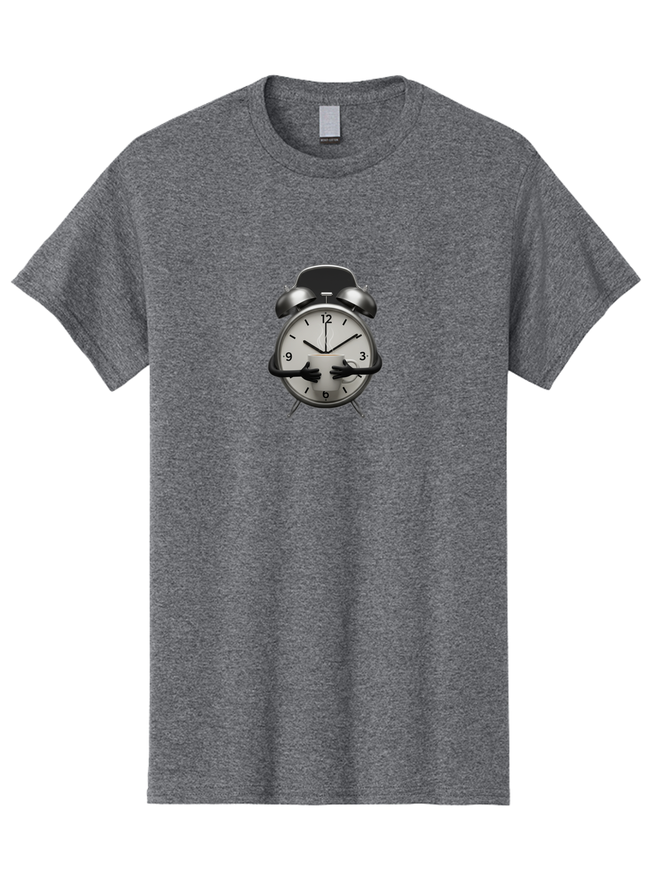 Alarm-Clock Men'S Graphic Tee, 100% Cotton, Comfortable Casual Summer Wear, Machine Washable, Alarm Clock With Hands At 11:30, Retro Style, Classic Design, Simple Analog Clock, Time Keeping, Morning Wake-Up, Black And White Clock Face, Bab618 9
