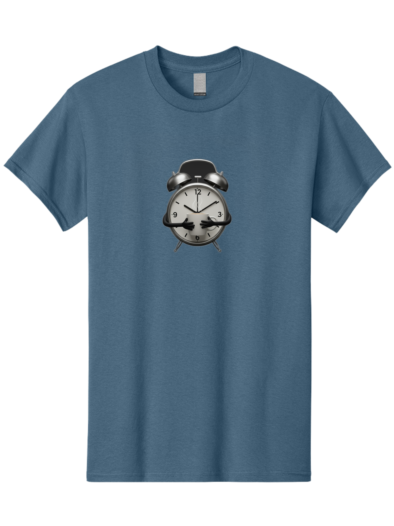 Alarm-Clock Men'S Graphic Tee, 100% Cotton, Comfortable Casual Summer Wear, Machine Washable, Alarm Clock With Hands At 11:30, Retro Style, Classic Design, Simple Analog Clock, Time Keeping, Morning Wake-Up, Black And White Clock Face, Bab618 5