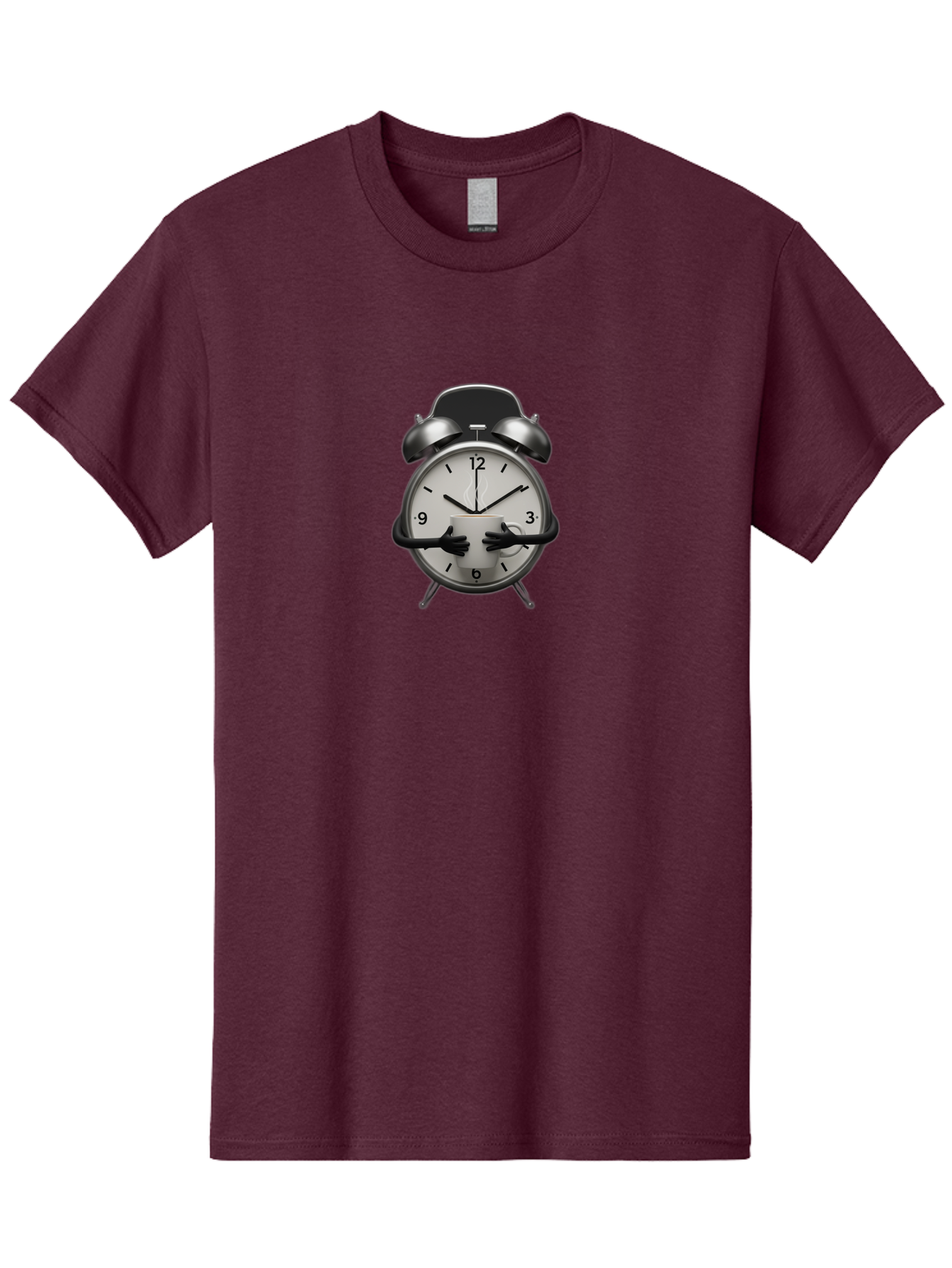Alarm-Clock Men'S Graphic Tee, 100% Cotton, Comfortable Casual Summer Wear, Machine Washable, Alarm Clock With Hands At 11:30, Retro Style, Classic Design, Simple Analog Clock, Time Keeping, Morning Wake-Up, Black And White Clock Face, Bab618 14