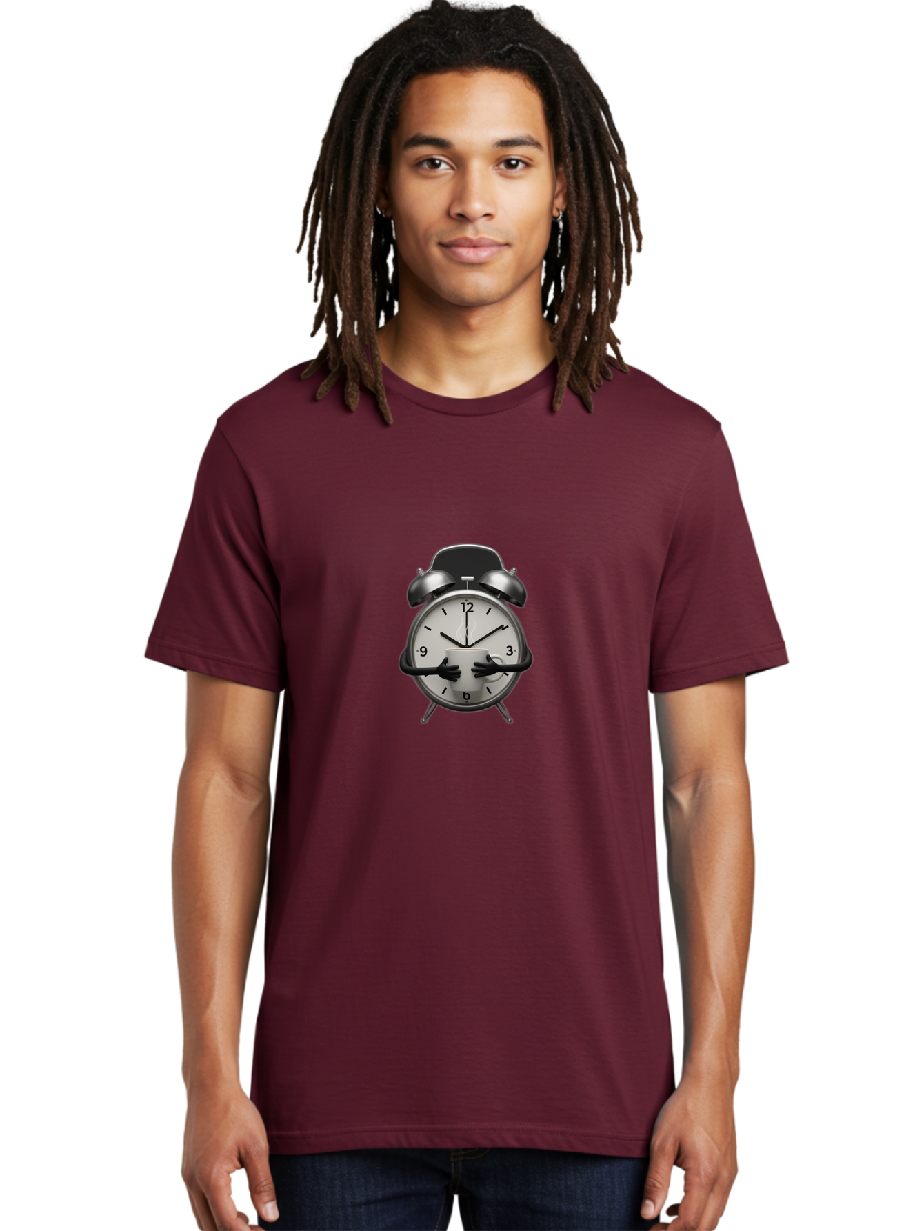 Alarm-Clock Men'S Graphic Tee, 100% Cotton, Comfortable Casual Summer Wear, Machine Washable, Alarm Clock With Hands At 11:30, Retro Style, Classic Design, Simple Analog Clock, Time Keeping, Morning Wake-Up, Black And White Clock Face, Bab618 29
