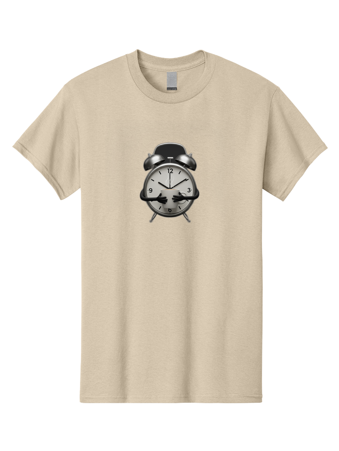 Alarm-Clock Men'S Graphic Tee, 100% Cotton, Comfortable Casual Summer Wear, Machine Washable, Alarm Clock With Hands At 11:30, Retro Style, Classic Design, Simple Analog Clock, Time Keeping, Morning Wake-Up, Black And White Clock Face, Bab618 7