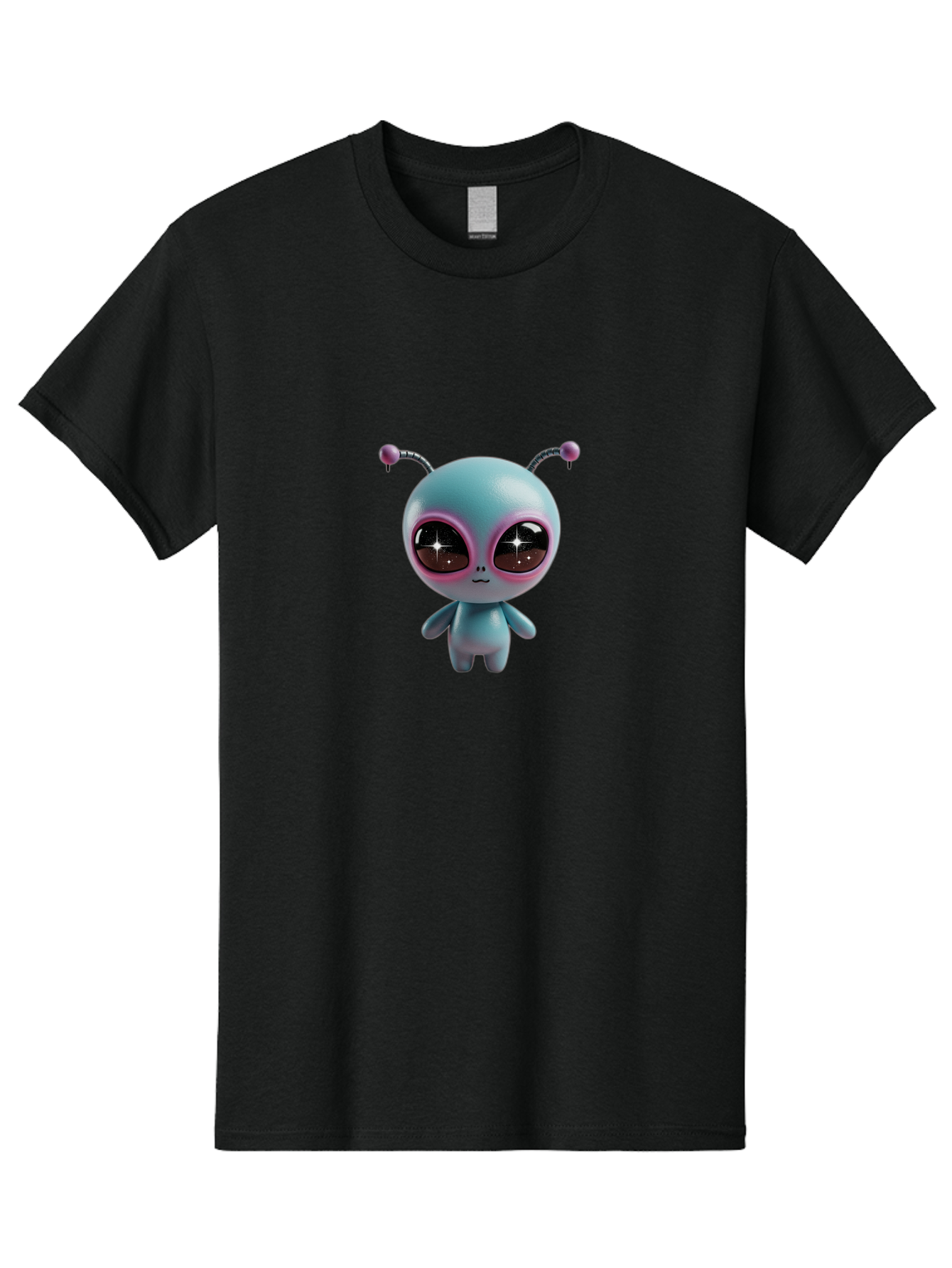 Alien-Character Men'S Graphic Tee, 100% Cotton, Comfortable Casual Summer Wear, Machine Washable, Cartoon Alien, Pastel Colors, Cute Design, Big Eyes, Smiling Face, Antennae, 3D Illustration, Quirky Character, Futuristic Being, Playful Vibe, Bab623 12