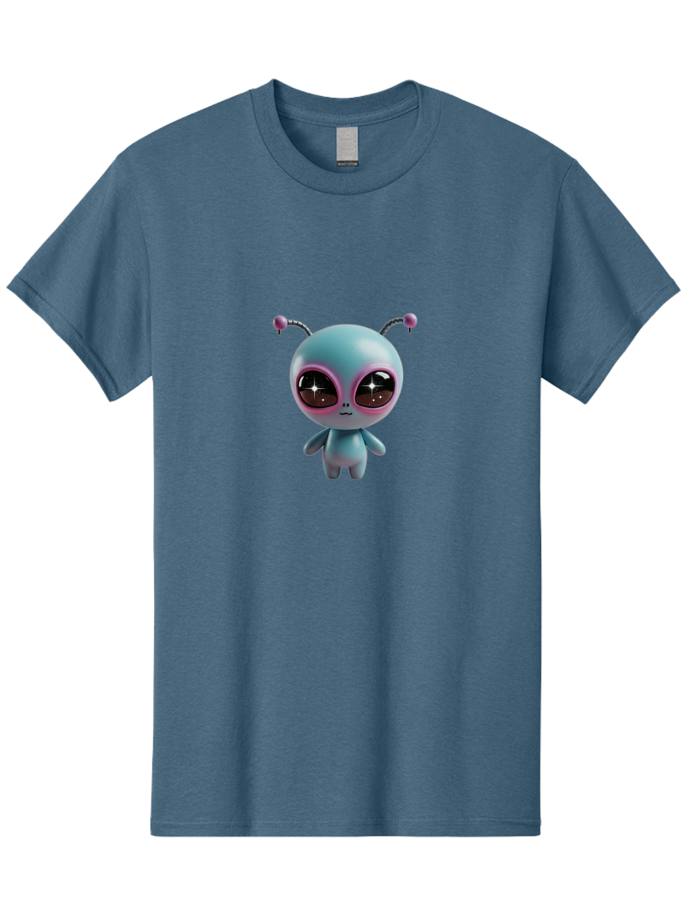 Alien-Character Men'S Graphic Tee, 100% Cotton, Comfortable Casual Summer Wear, Machine Washable, Cartoon Alien, Pastel Colors, Cute Design, Big Eyes, Smiling Face, Antennae, 3D Illustration, Quirky Character, Futuristic Being, Playful Vibe, Bab623 11