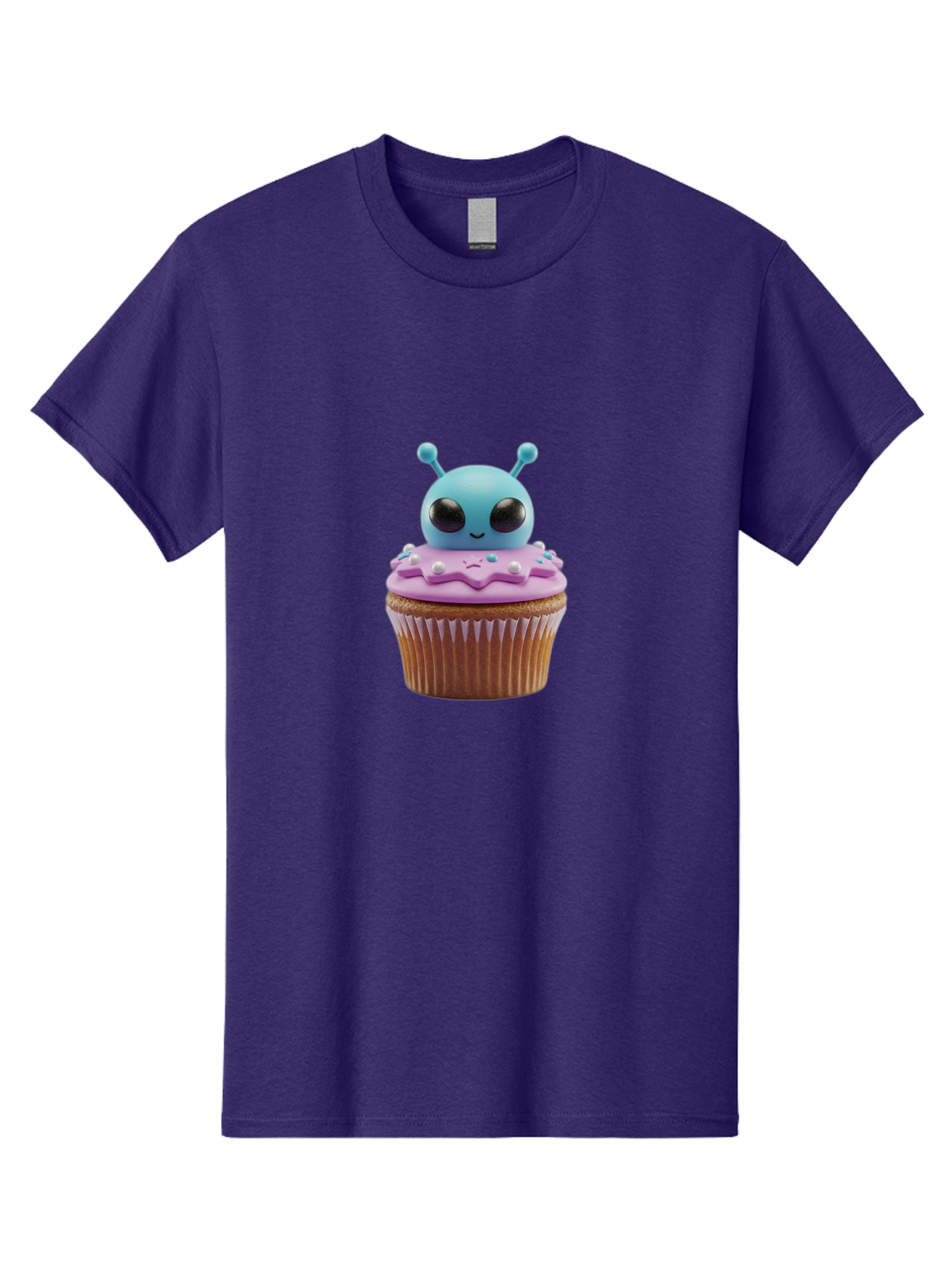 Alien-Cupcake Men'S Graphic Tee, 100% Cotton, Comfortable Casual Summer Wear, Machine Washable, Blue Alien On Top Of Cupcake, Pastel Colors, Whimsical Design, Sweet Treats, Fondant Decoration, Colorful Sprinkles, Dessert Art, Creative Baking Bab625 6
