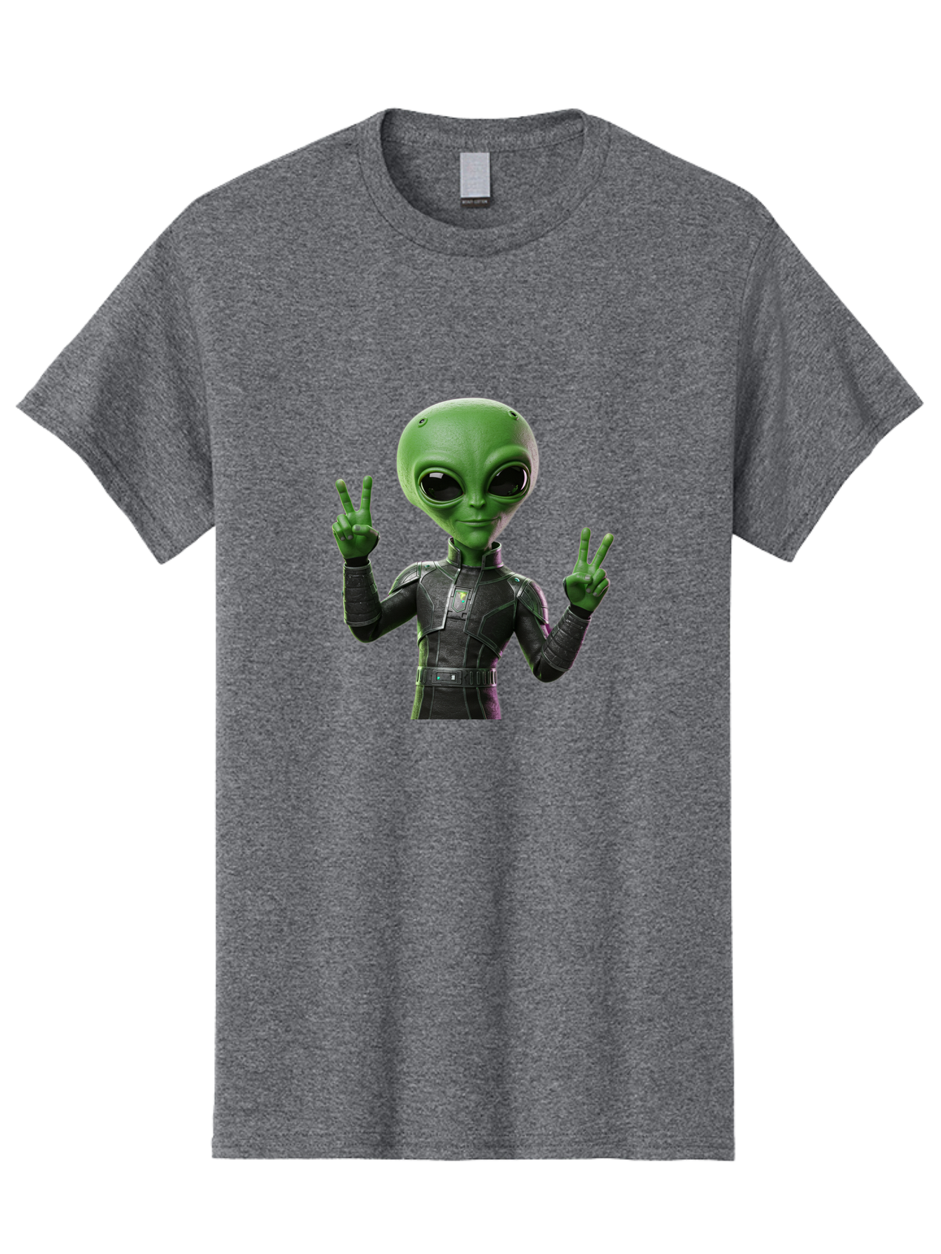 Alien-Peace-Sign-1 Men'S Graphic Tee, 100% Cotton, Comfortable Casual Summer Wear, Machine Washable, Alien Character, Peace Sign Gesture, Extraterrestrial Being, Futuristic Attire, Sci-Fi Design, Friendly Demeanor, Funny Face, V Sign, Bab630 3