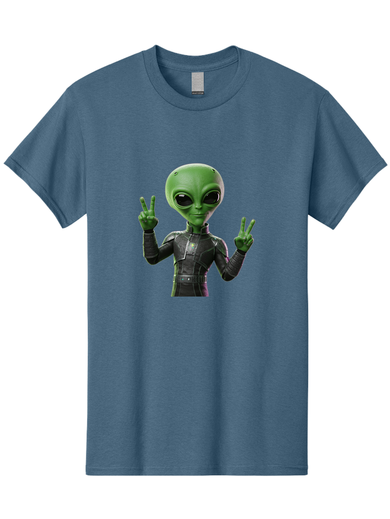 Alien-Peace-Sign-1 Men'S Graphic Tee, 100% Cotton, Comfortable Casual Summer Wear, Machine Washable, Alien Character, Peace Sign Gesture, Extraterrestrial Being, Futuristic Attire, Sci-Fi Design, Friendly Demeanor, Funny Face, V Sign, Bab630 7