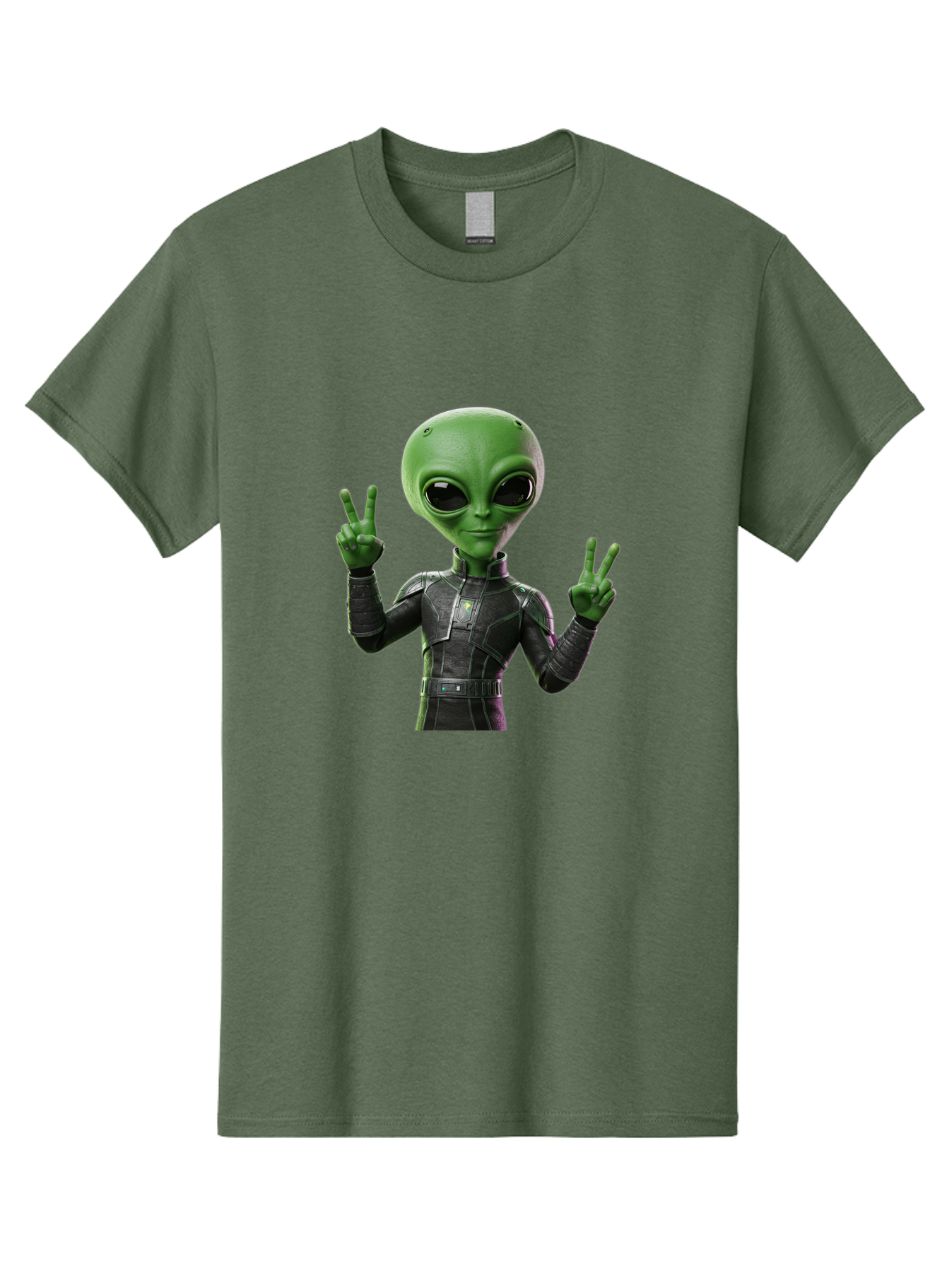 Alien-Peace-Sign-1 Men'S Graphic Tee, 100% Cotton, Comfortable Casual Summer Wear, Machine Washable, Alien Character, Peace Sign Gesture, Extraterrestrial Being, Futuristic Attire, Sci-Fi Design, Friendly Demeanor, Funny Face, V Sign, Bab630 1