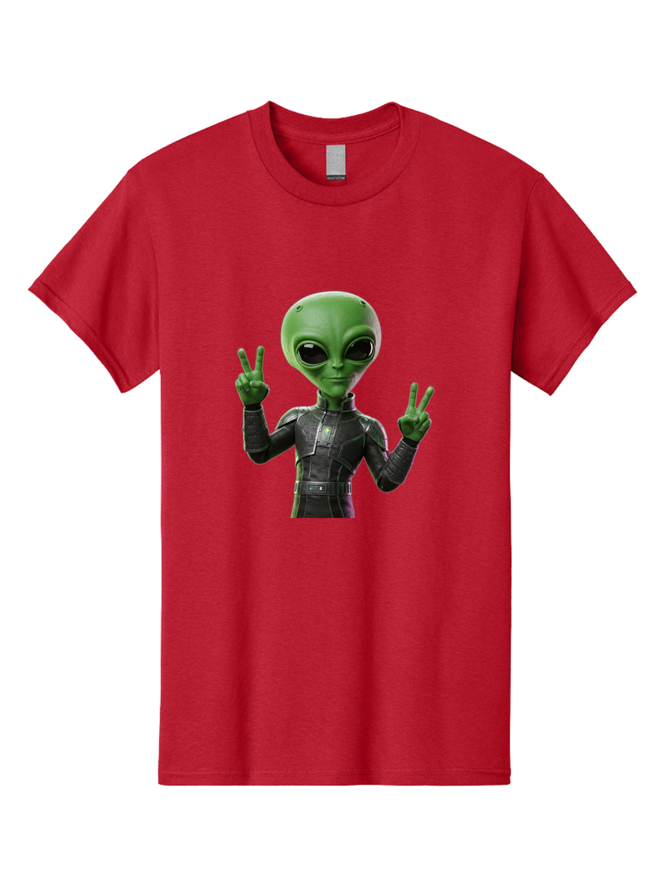 Alien-Peace-Sign-1 Men'S Graphic Tee, 100% Cotton, Comfortable Casual Summer Wear, Machine Washable, Alien Character, Peace Sign Gesture, Extraterrestrial Being, Futuristic Attire, Sci-Fi Design, Friendly Demeanor, Funny Face, V Sign, Bab630 4