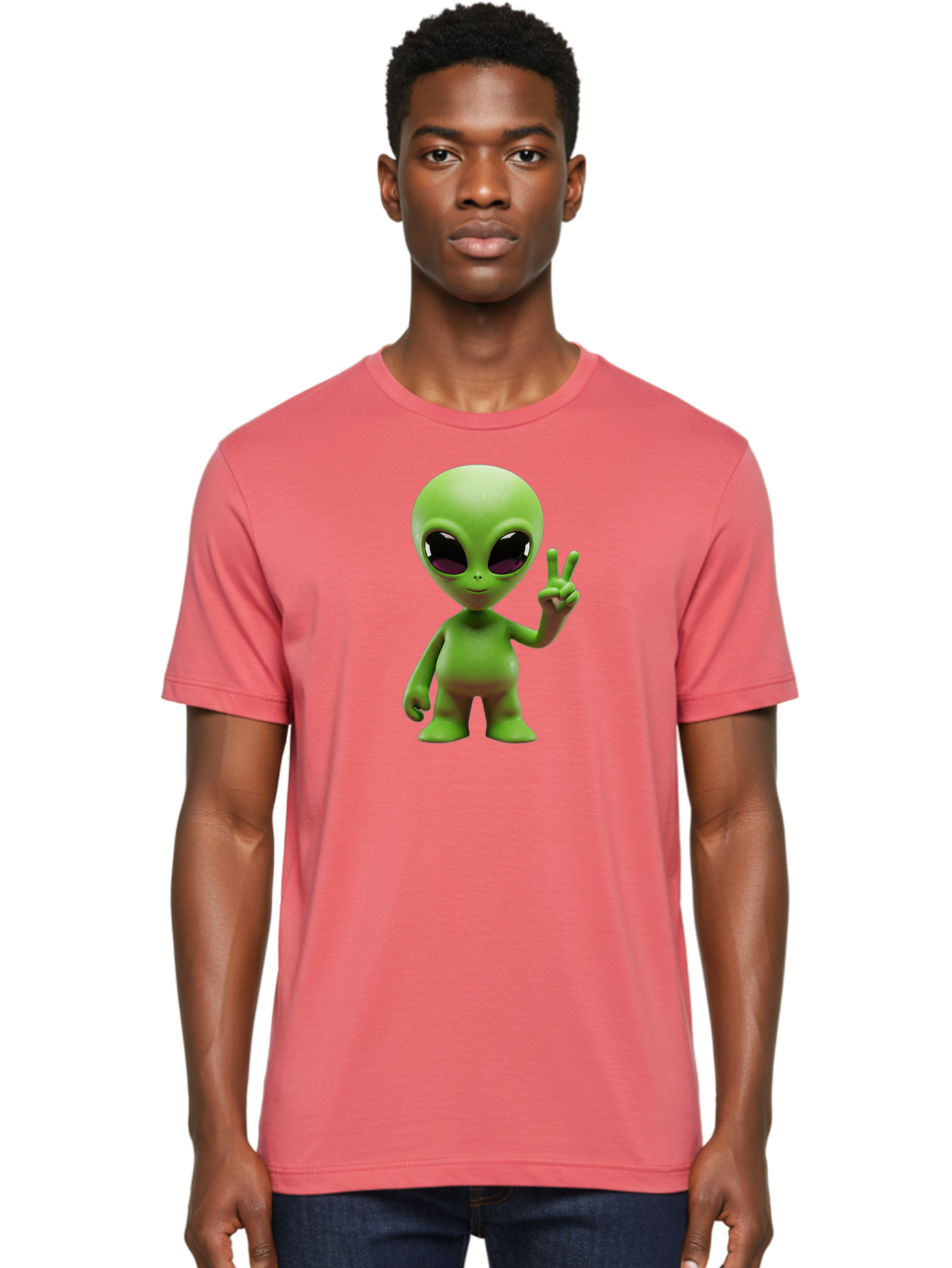 Alien-Peace-Sign-2 Men'S Graphic Tee, 100% Cotton, Comfortable Casual Summer Wear, Machine Washable, Alien Figure, Peace Sign, Friendly Gesture, Cartoon Character, E.T., Extraterrestrial Being, Fun, Quirky, Playful, 3D Rendering, Bab631 21