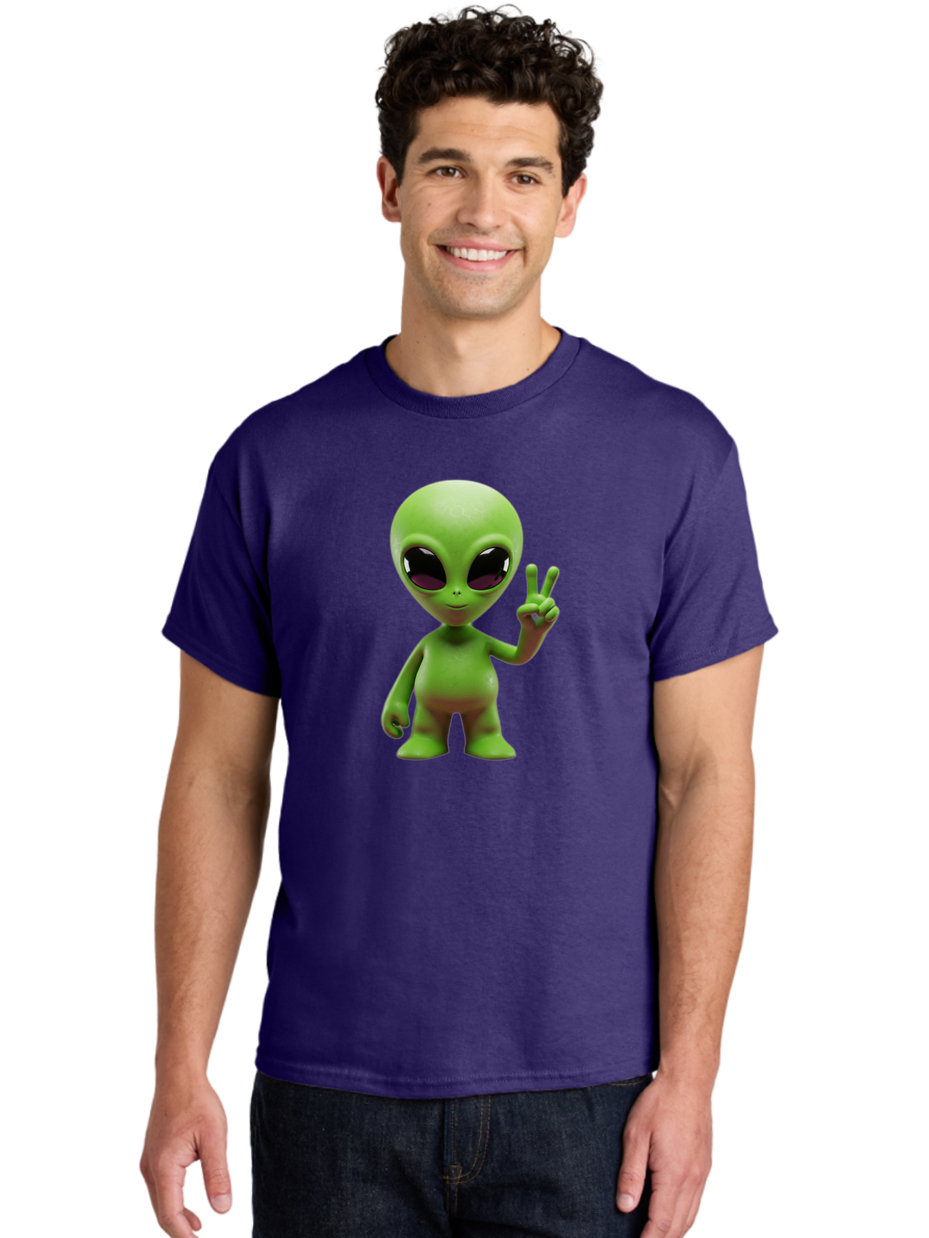 Alien-Peace-Sign-2 Men'S Graphic Tee, 100% Cotton, Comfortable Casual Summer Wear, Machine Washable, Alien Figure, Peace Sign, Friendly Gesture, Cartoon Character, E.T., Extraterrestrial Being, Fun, Quirky, Playful, 3D Rendering, Bab631 29