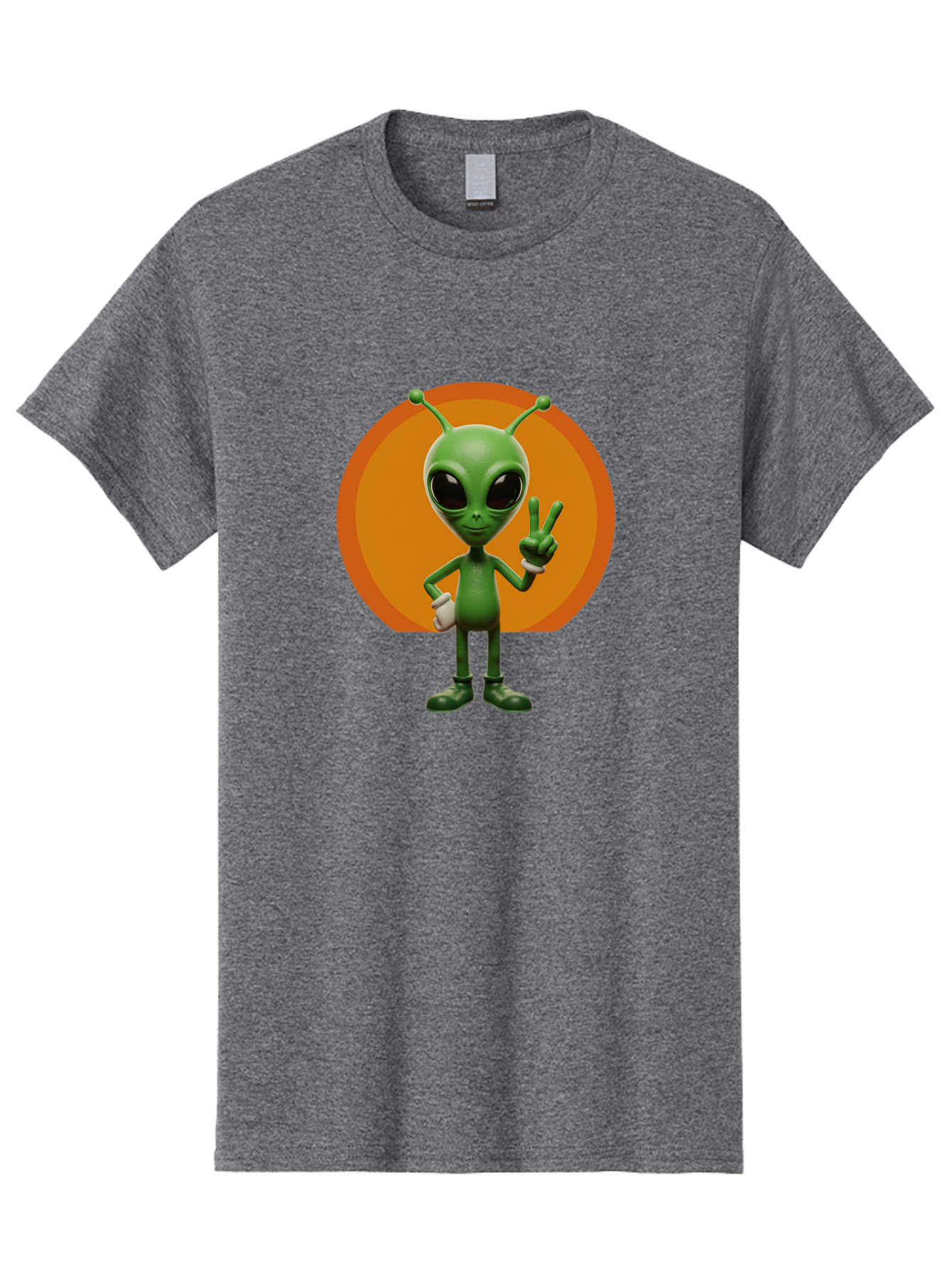 Alien-Peace-Sign Men'S Graphic Tee, 100% Cotton, Comfortable Casual Summer Wear, Machine Washable, Alien Character, Peace Sign, Green Alien, Cartoon Style, Friendly Gesture, Large Eyes, Antennae, Fun Illustration, Cosmic Being Bab633 11