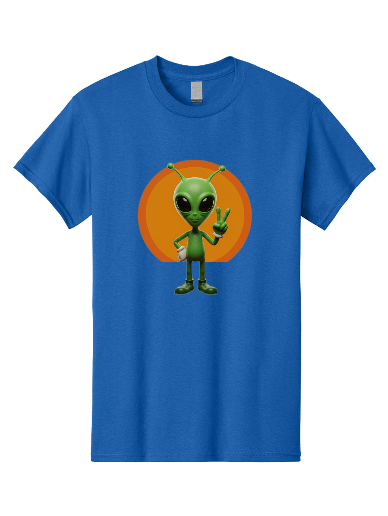 Alien-Peace-Sign Men'S Graphic Tee, 100% Cotton, Comfortable Casual Summer Wear, Machine Washable, Alien Character, Peace Sign, Green Alien, Cartoon Style, Friendly Gesture, Large Eyes, Antennae, Fun Illustration, Cosmic Being Bab633 8