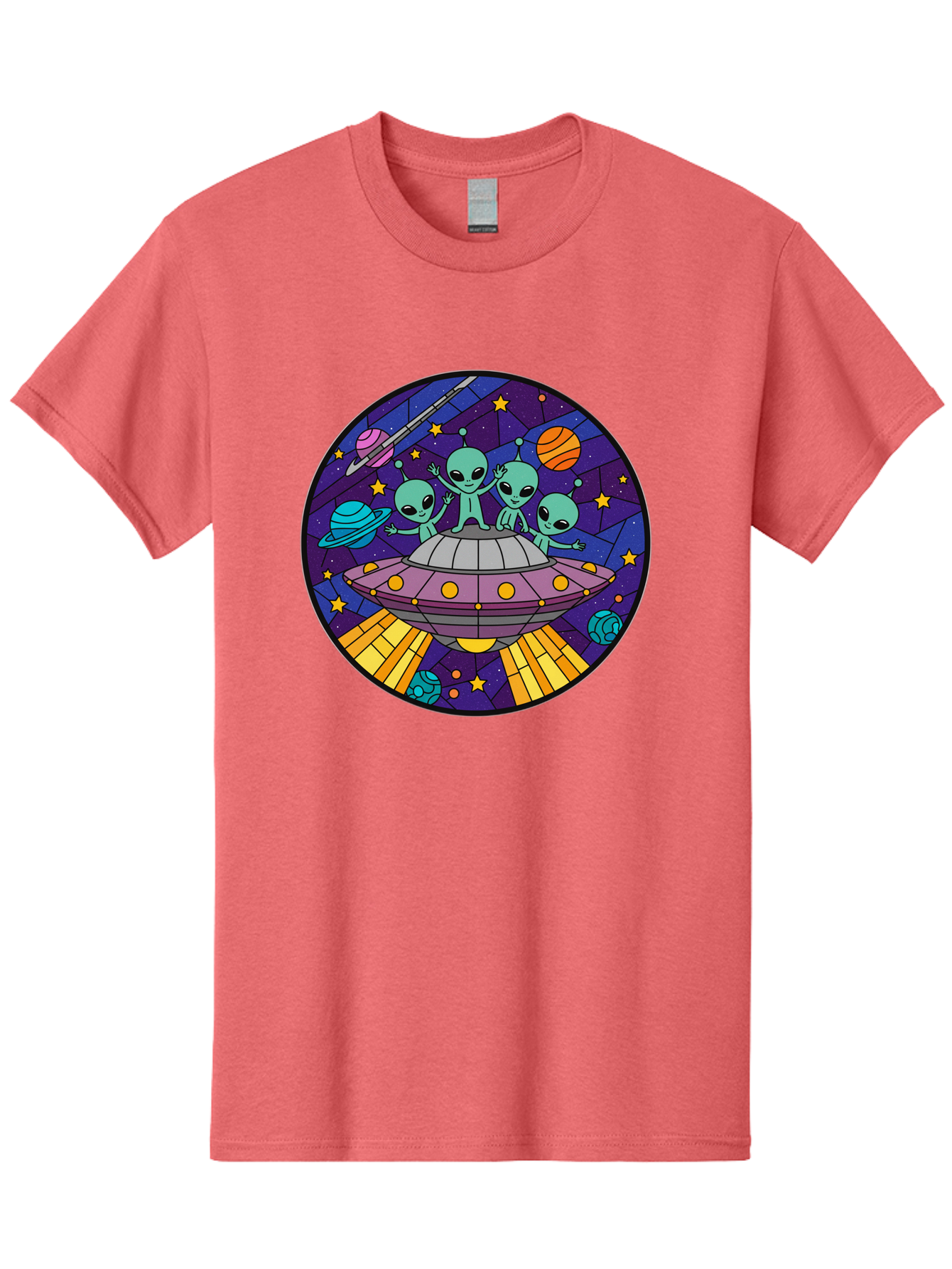 Aliens-On-Ufo-1 Men'S Graphic Tee, 100% Cotton, Comfortable Casual Summer Wear, Machine Washable, Aliens On A Spaceship, Cartoon Aliens, Ufo Sighting, Extraterrestrial Life, Space Travel, Planetary Exploration, Intergalactic Adventure, Bab639 5