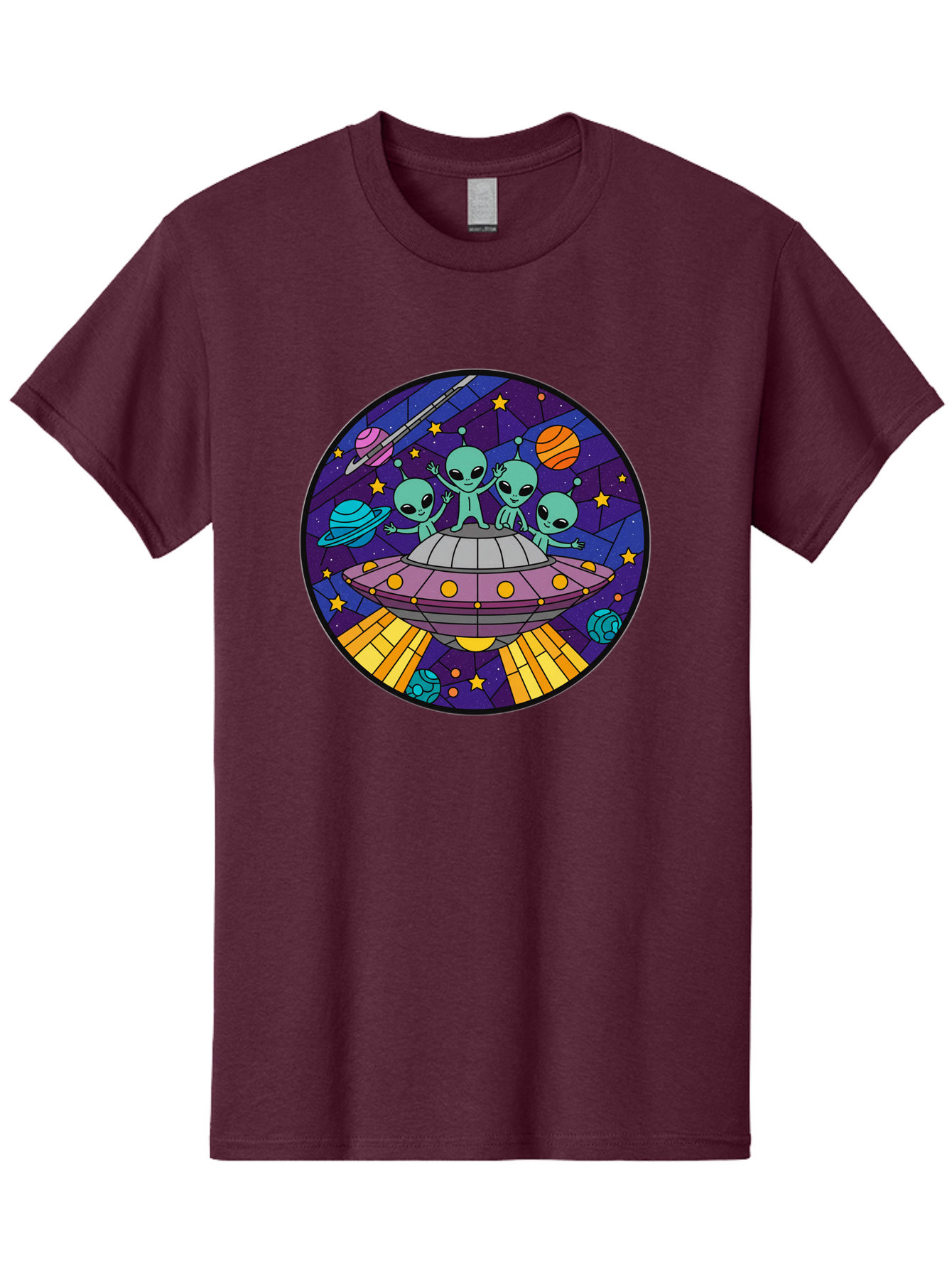 Aliens-On-Ufo-1 Men'S Graphic Tee, 100% Cotton, Comfortable Casual Summer Wear, Machine Washable, Aliens On A Spaceship, Cartoon Aliens, Ufo Sighting, Extraterrestrial Life, Space Travel, Planetary Exploration, Intergalactic Adventure, Bab639 13