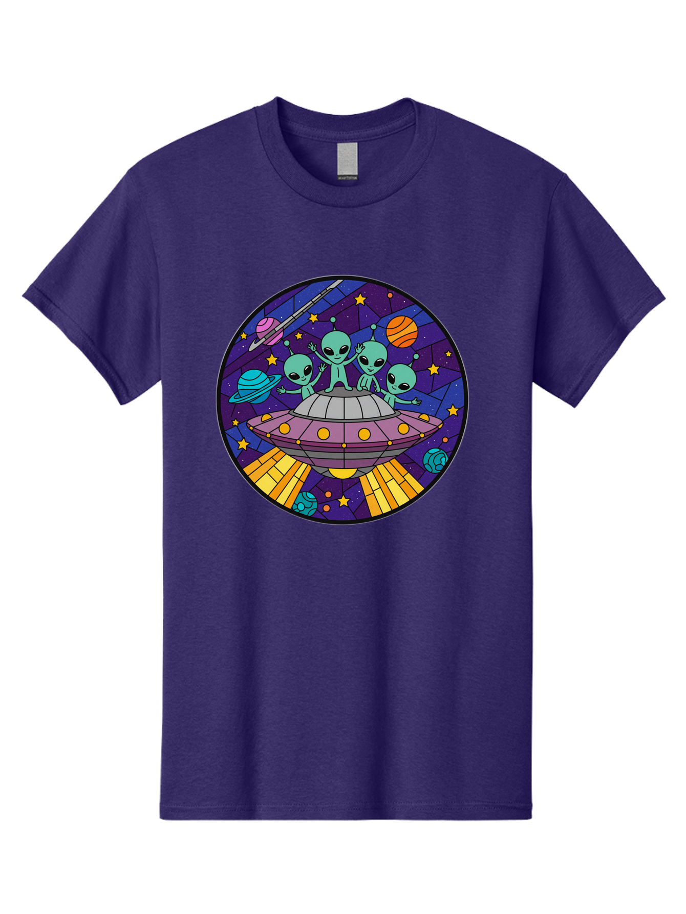 Aliens-On-Ufo-1 Men'S Graphic Tee, 100% Cotton, Comfortable Casual Summer Wear, Machine Washable, Aliens On A Spaceship, Cartoon Aliens, Ufo Sighting, Extraterrestrial Life, Space Travel, Planetary Exploration, Intergalactic Adventure, Bab639 4