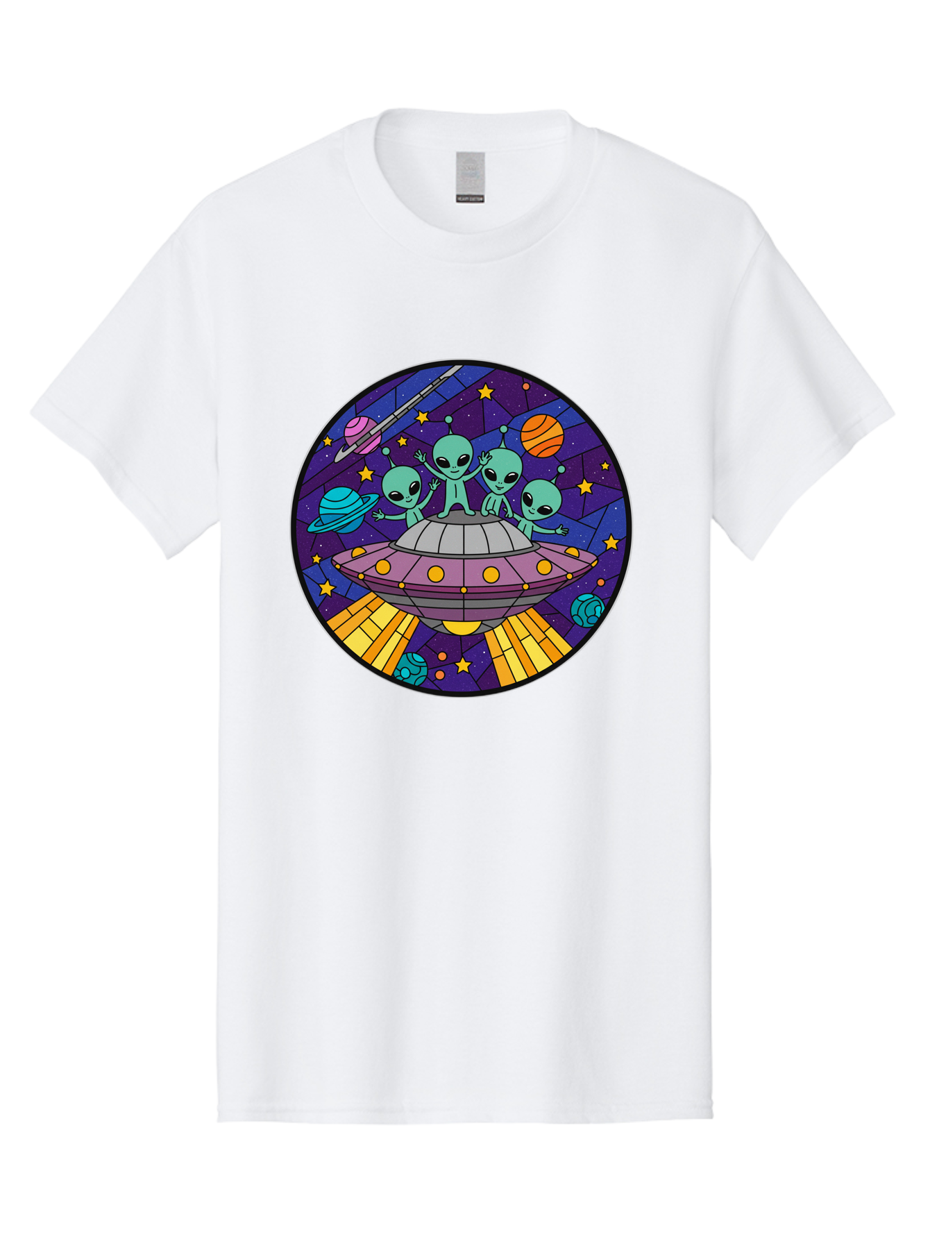 Aliens-On-Ufo-1 Men'S Graphic Tee, 100% Cotton, Comfortable Casual Summer Wear, Machine Washable, Aliens On A Spaceship, Cartoon Aliens, Ufo Sighting, Extraterrestrial Life, Space Travel, Planetary Exploration, Intergalactic Adventure, Bab639 3