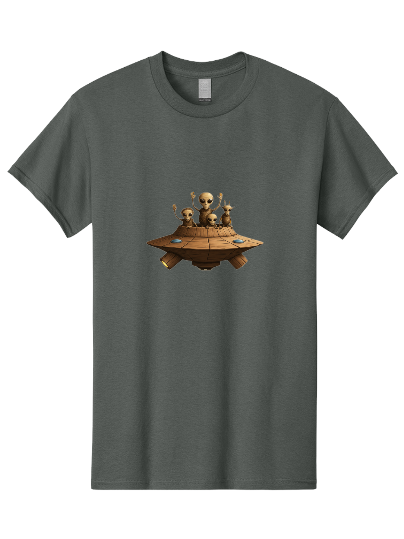 Aliens-On-Ufo-2 Men'S Graphic Tee, 100% Cotton, Comfortable Casual Summer Wear, Machine Washable, Aliens On Spaceship, Ufo Sighting, Extraterrestrial Life, Alien Family, Flying Saucer, Cartoon Style, Humorous Alien Encounter, Sci-Fi Humor, Bab640 14