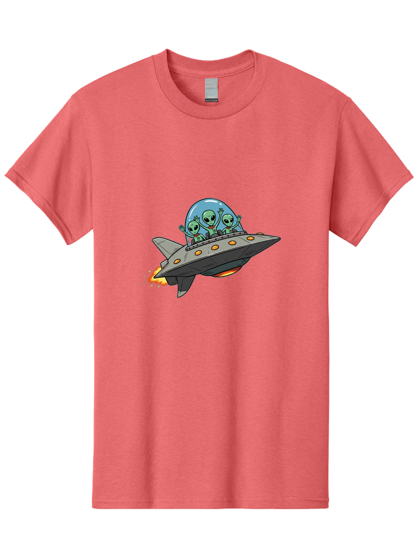 Aliens-On-Ufo-3 Men'S Graphic Tee, 100% Cotton, Comfortable Casual Summer Wear, Machine Washable, Cartoon Aliens, Grey Spaceship, Extraterrestrial Travel, Alien Adventure, Sci-Fi, Futuristic, Space Exploration, Friendly Aliens, Bab641 13