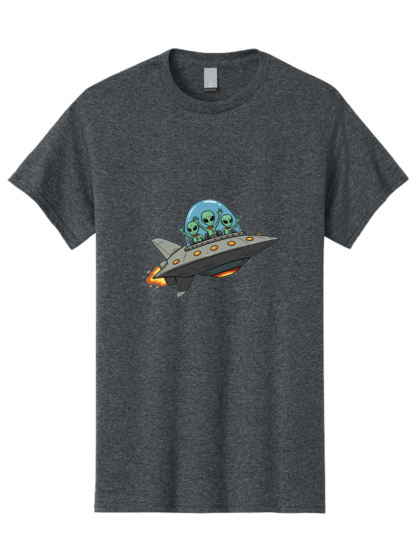 Aliens-On-Ufo-3 Men'S Graphic Tee, 100% Cotton, Comfortable Casual Summer Wear, Machine Washable, Cartoon Aliens, Grey Spaceship, Extraterrestrial Travel, Alien Adventure, Sci-Fi, Futuristic, Space Exploration, Friendly Aliens, Bab641 15