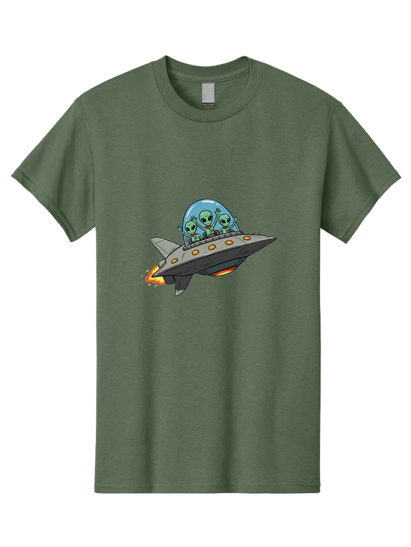 Aliens-On-Ufo-3 Men'S Graphic Tee, 100% Cotton, Comfortable Casual Summer Wear, Machine Washable, Cartoon Aliens, Grey Spaceship, Extraterrestrial Travel, Alien Adventure, Sci-Fi, Futuristic, Space Exploration, Friendly Aliens, Bab641 4