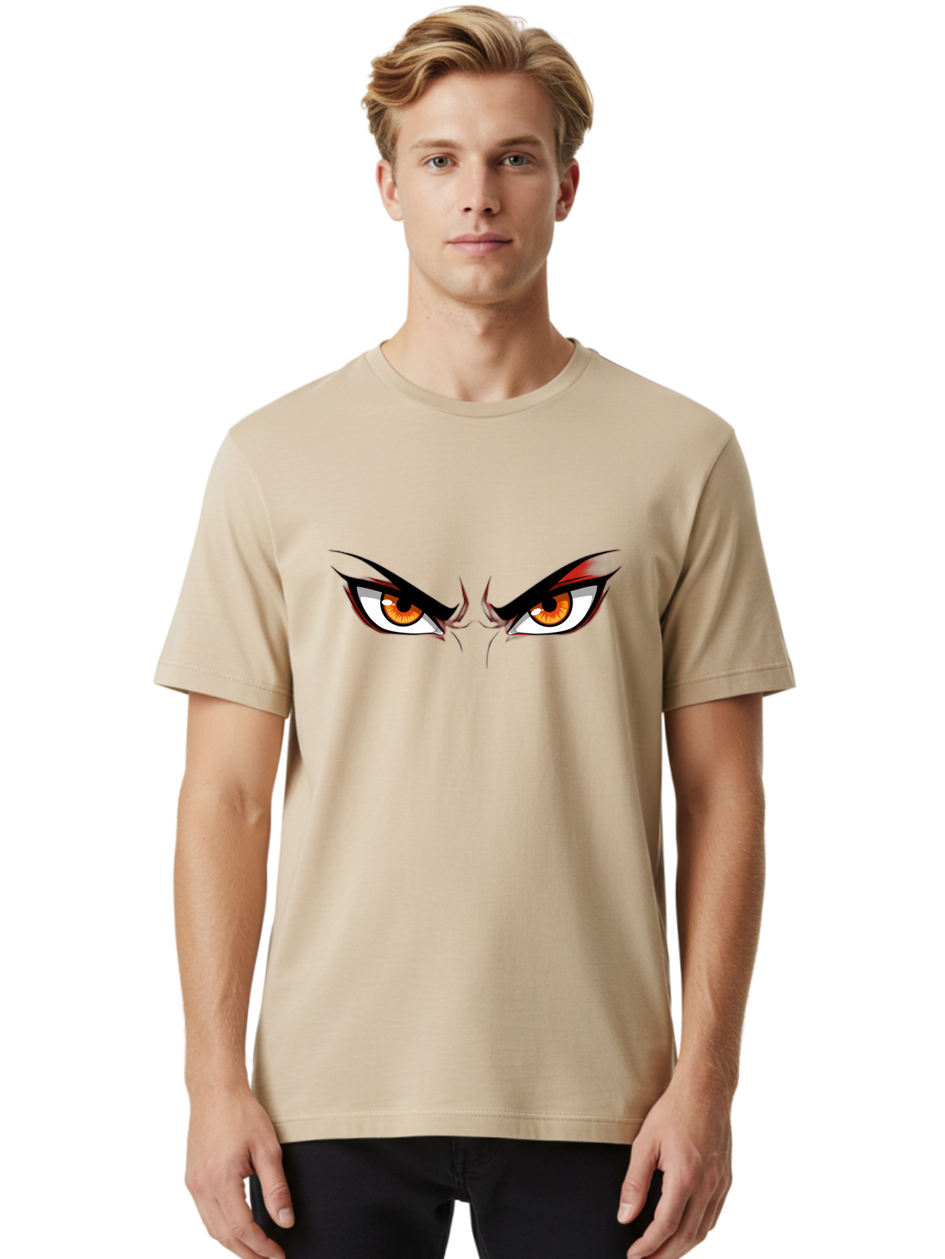 Angry-Eyes-1 Men'S Graphic Tee, 100% Cotton, Comfortable Casual Summer Wear, Machine Washable, Menacing Stare, Angry Eyes, Intense Gaze, Dramatic Eye Makeup, Anime Style, Cartoonish Illustration, Fierce Expression, Eye Contact Bab645 21